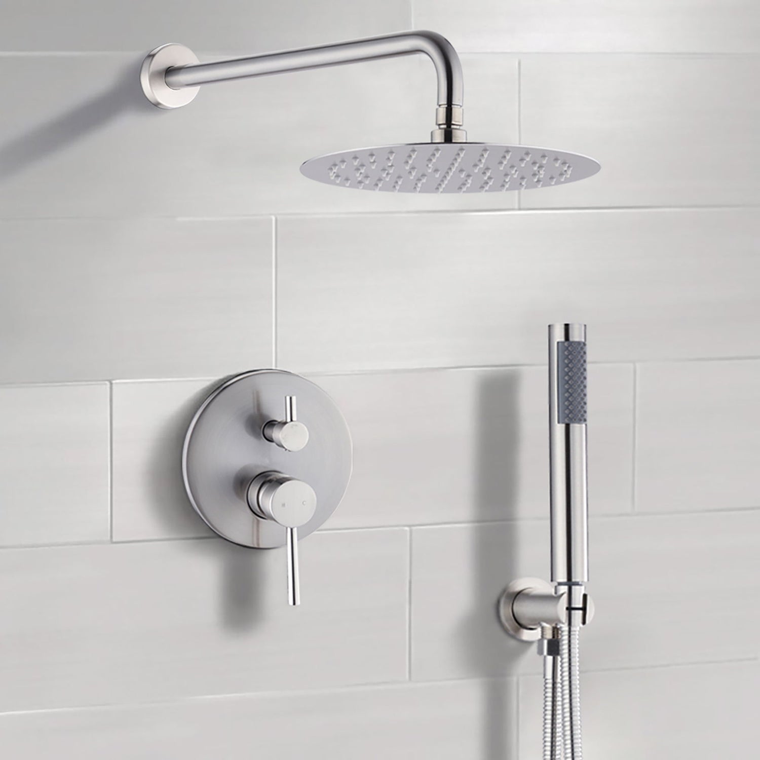 Elegant 10&quot; Round Rain Shower Head And Handheld Set With Adjustable Tilt And Dual Modes