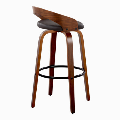 Grotto - Mid Century Modern Fixed Height Barstool &amp; Swivel With Round Footrest (Set of 2)