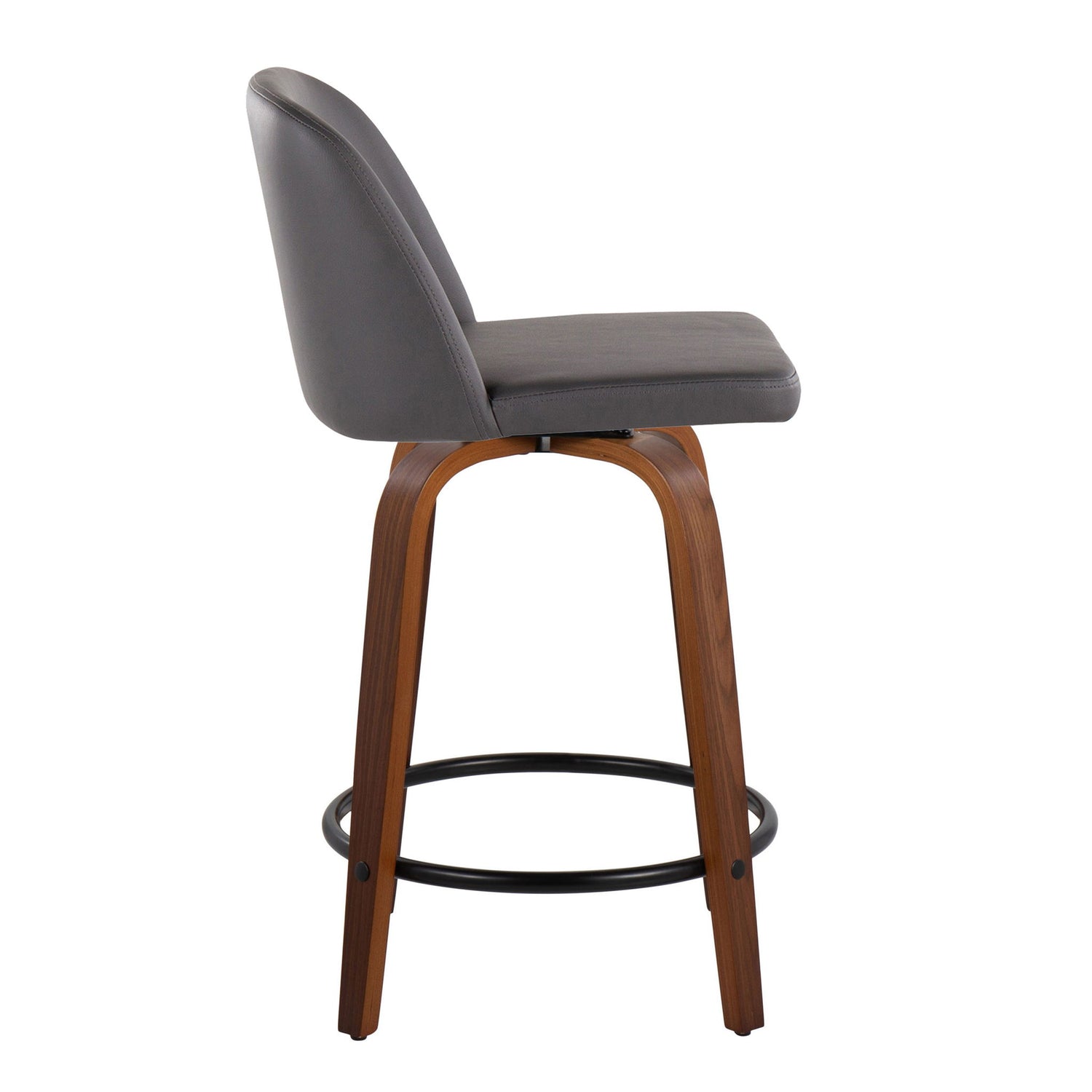 Toriano - Mid Century Modern, Fixed Height Counter Stool &amp; Swivel And Round Footrest (Set of 2)