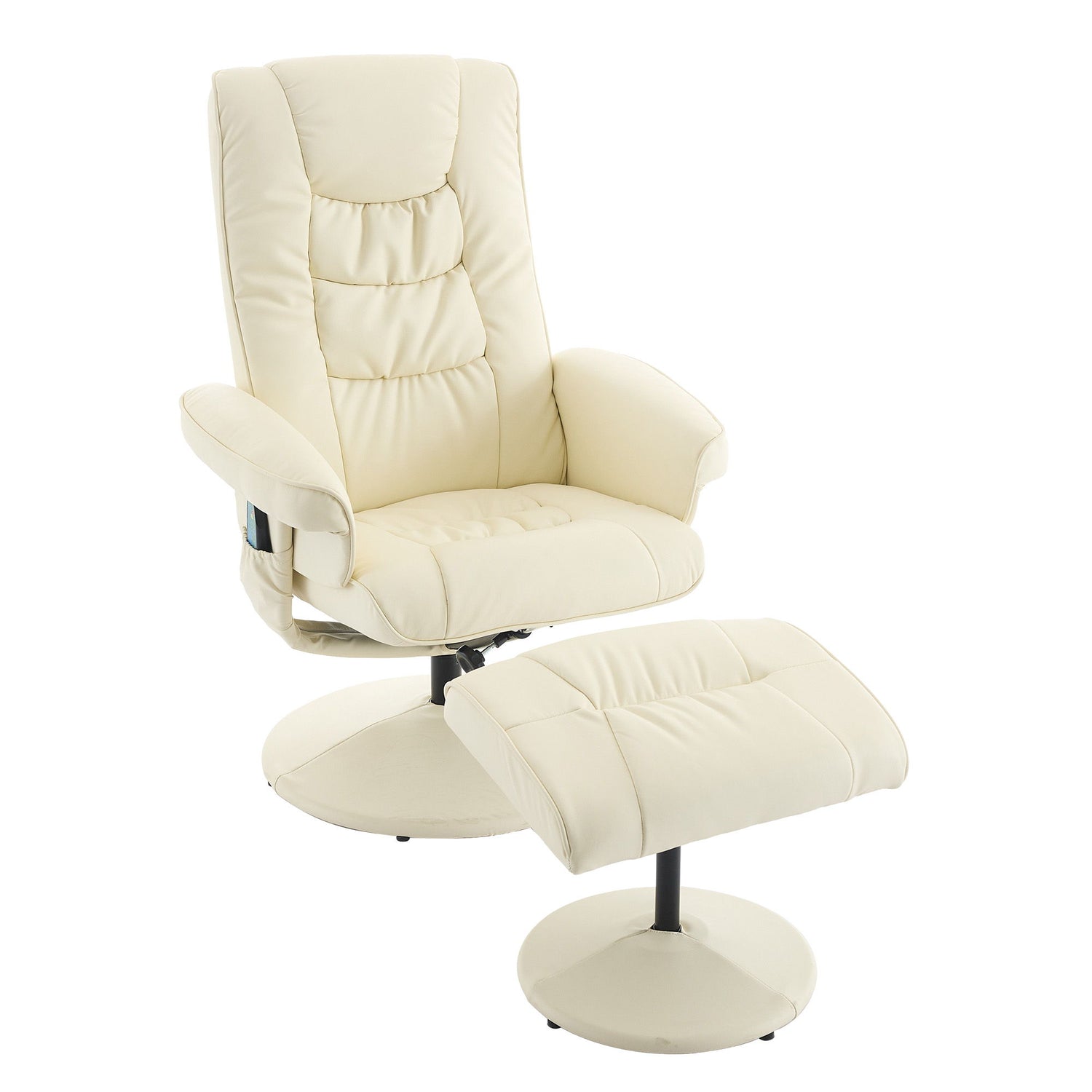 Recliner Chair With Ottoman, 360° Swivel Massage Lounge Chair With 5-Point Vibration &amp; Heated Seat