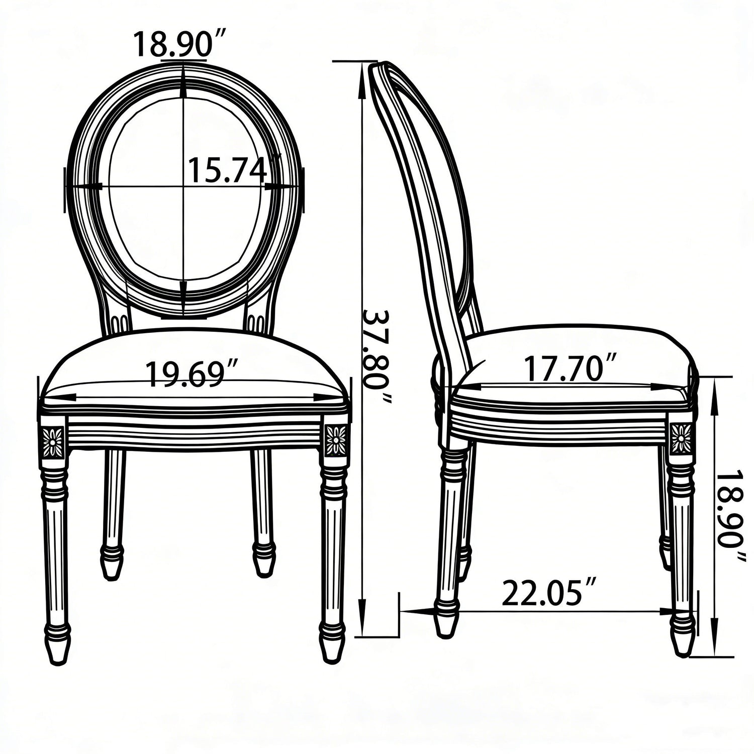 Upholstered With Round Back Dining Chairs (Set of 2)