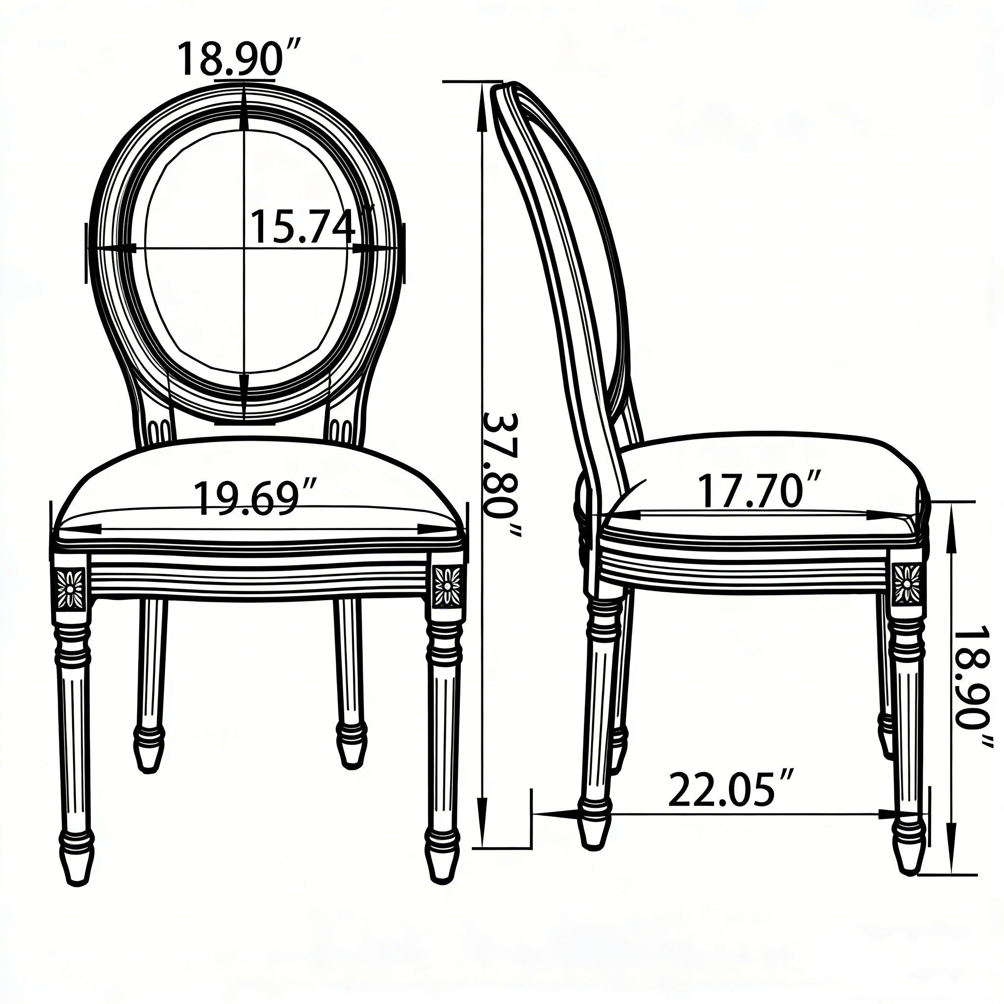 Upholstered &amp; Round Back Dining Chairs (Set of 2)