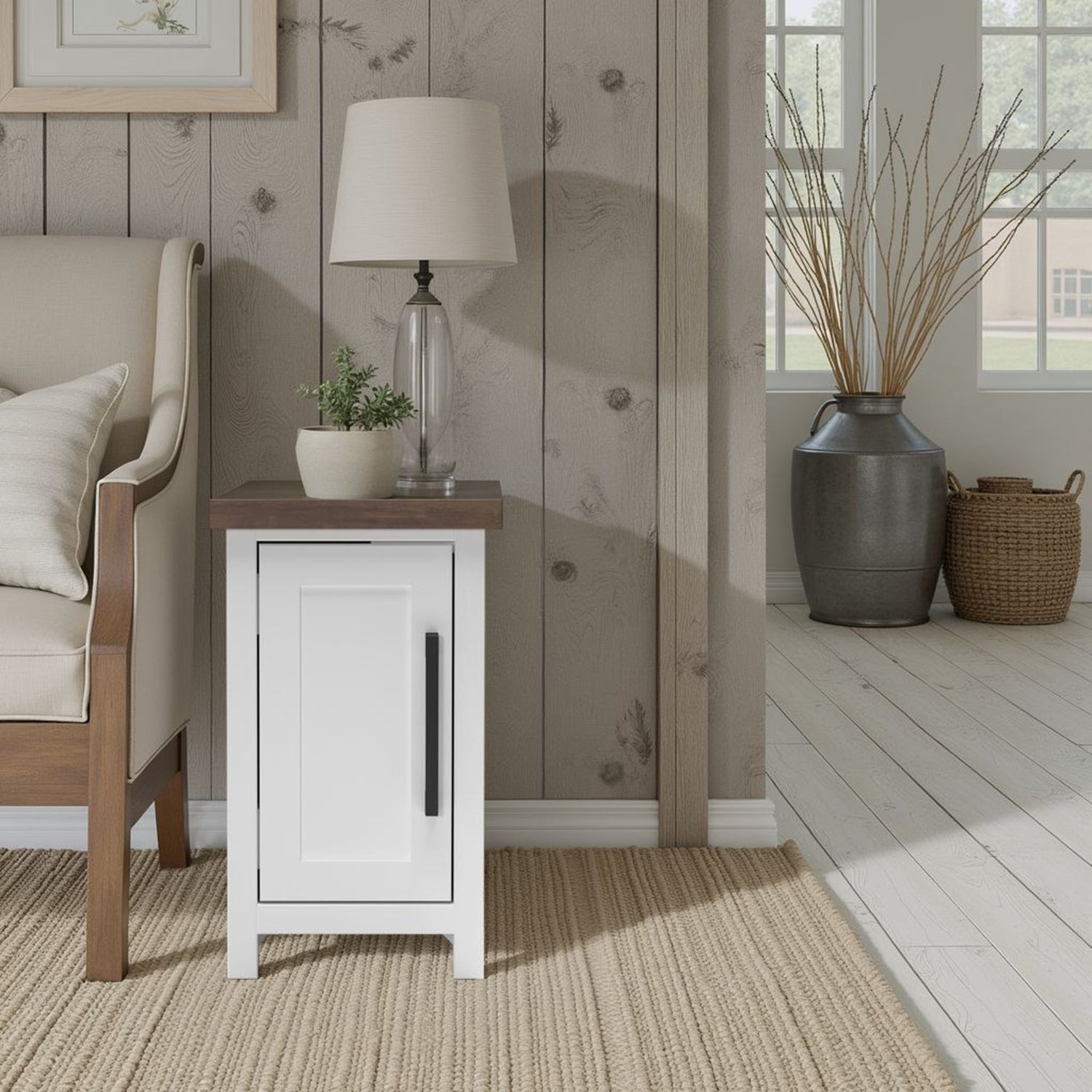 Hampton - Chairside Table - Jasmine Whitewash / Barnwood