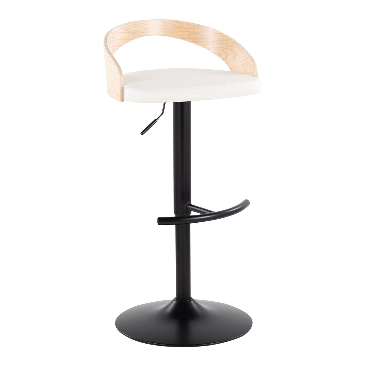 Grotto - Contemporary Adjustable Barstool With Swivel &amp; Rounded T Footrest (Set of 2)
