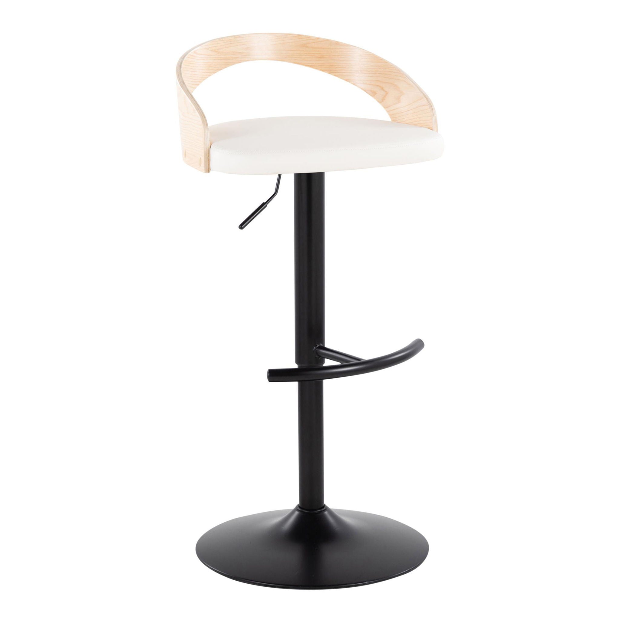 Grotto - Contemporary Adjustable Barstool With Swivel &amp; Rounded T Footrest (Set of 2)