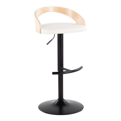 Grotto - Contemporary Adjustable Barstool With Swivel &amp; Rounded T Footrest (Set of 2)