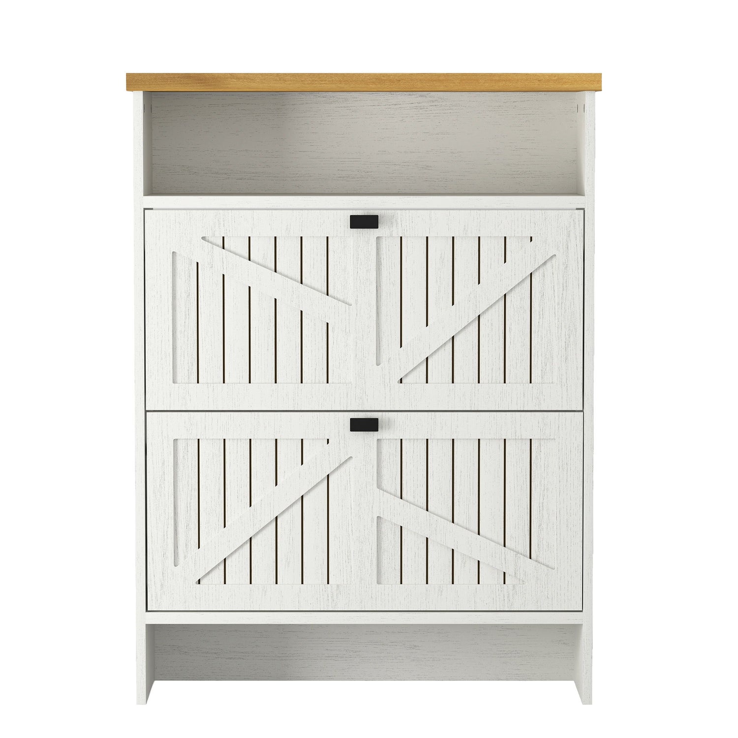 4 Layer Folding Shoe Cabinet With Metal Rounded Corners Convenient Shoe Storage - White