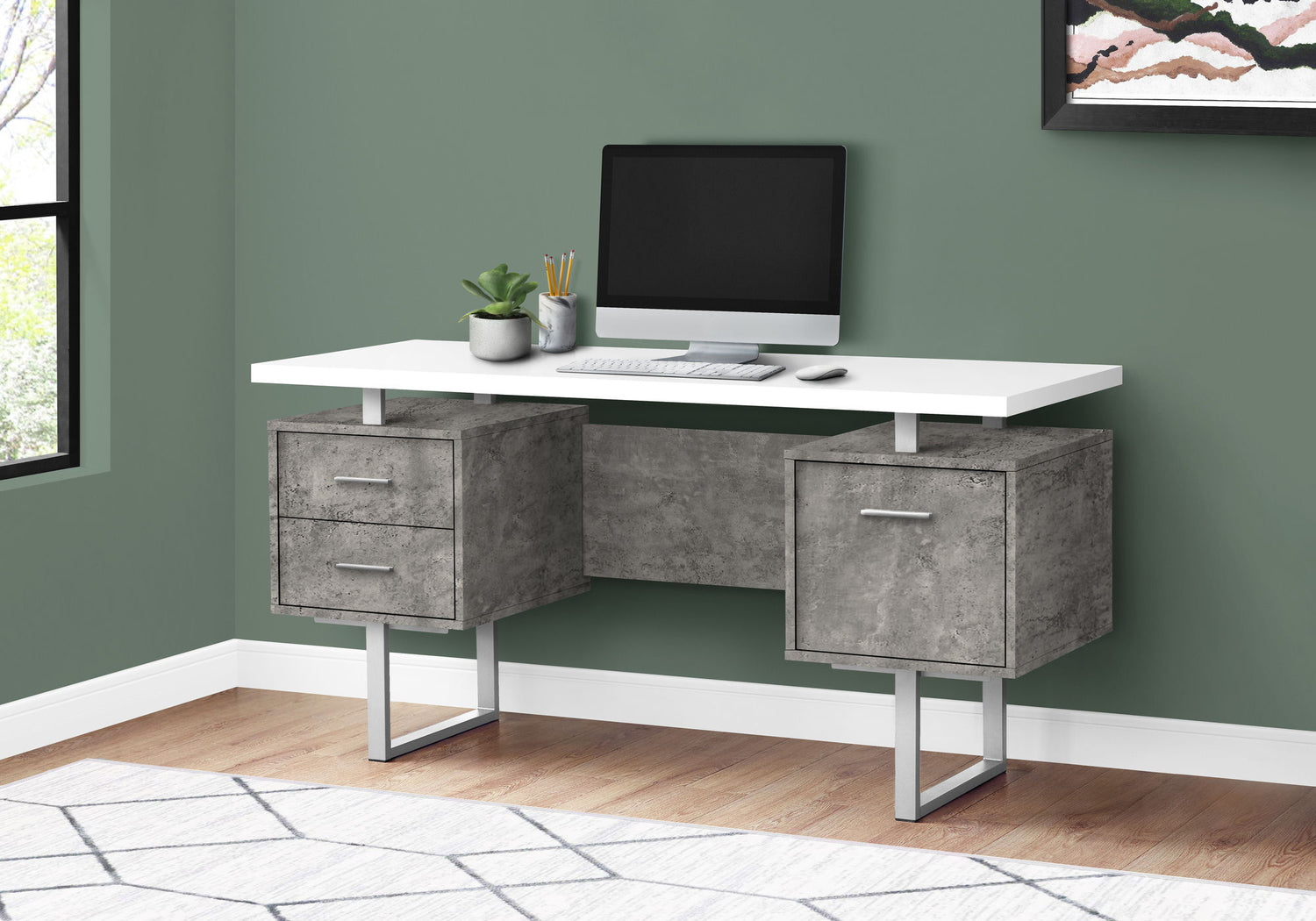 Computer Desk For Home Office, Laptop, Left, Right Set - Up, Storage Drawers, Contemporary &amp; Modern