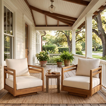 Outdoor Smooth Swivel Chair With Cushions