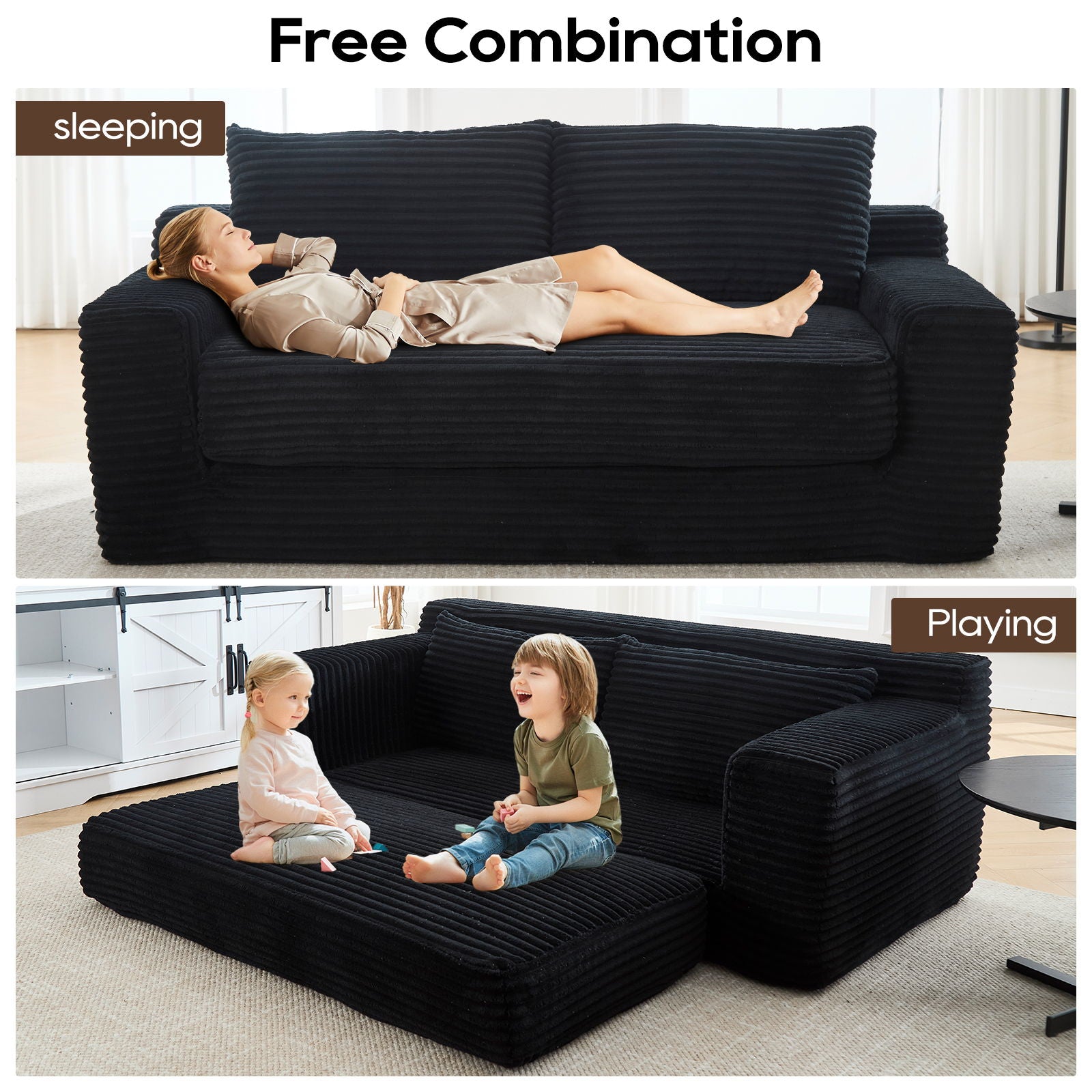 Convertible Loveseat Sofa Bed With Memory Foam &amp; Steel Frame