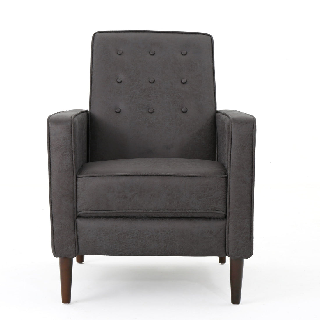 Macedonia - Mid Century Modern Button Tufted Fabric Recliner - Slate