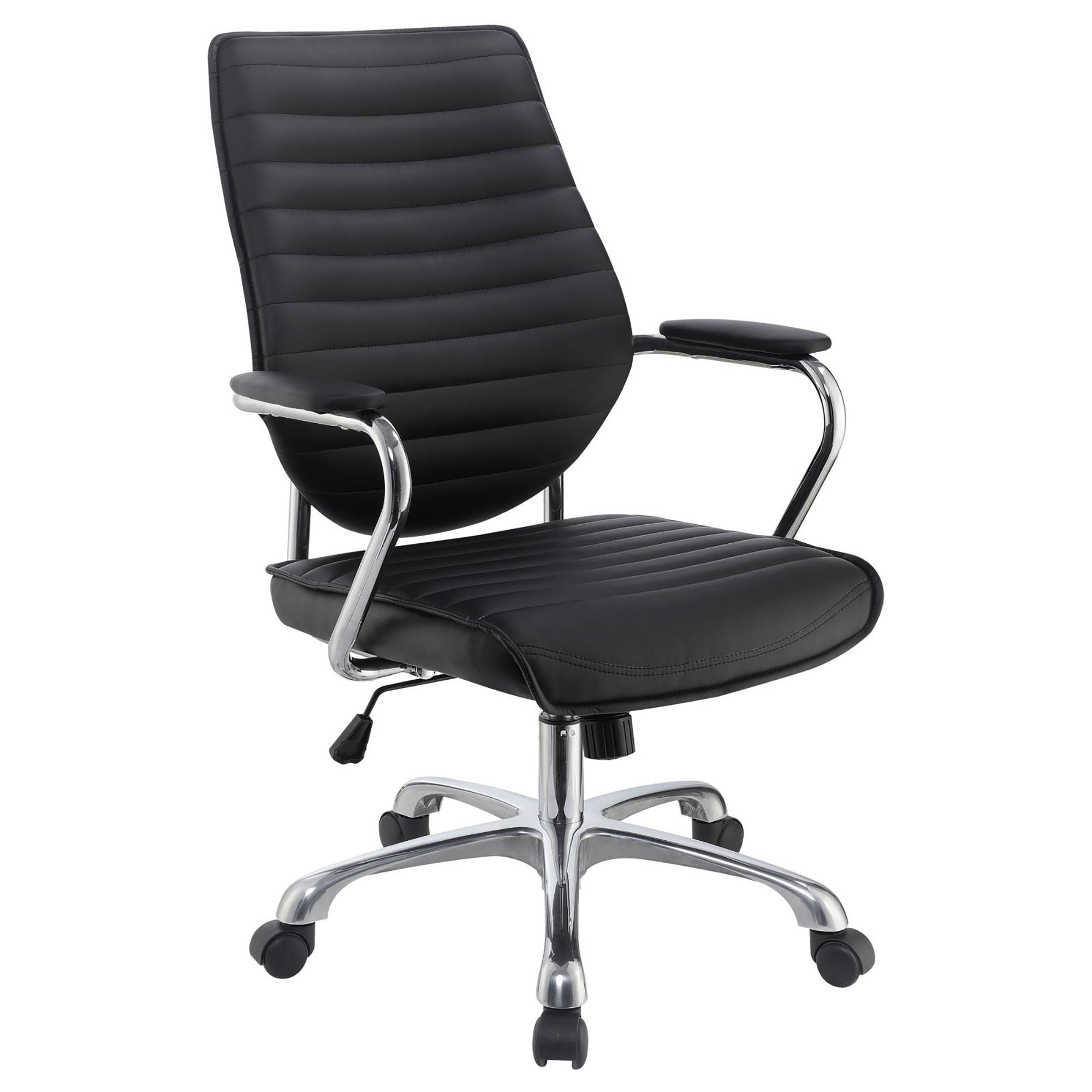 Height Adjustable Swivel Office Chair With Padded Seat And Armrests - Black