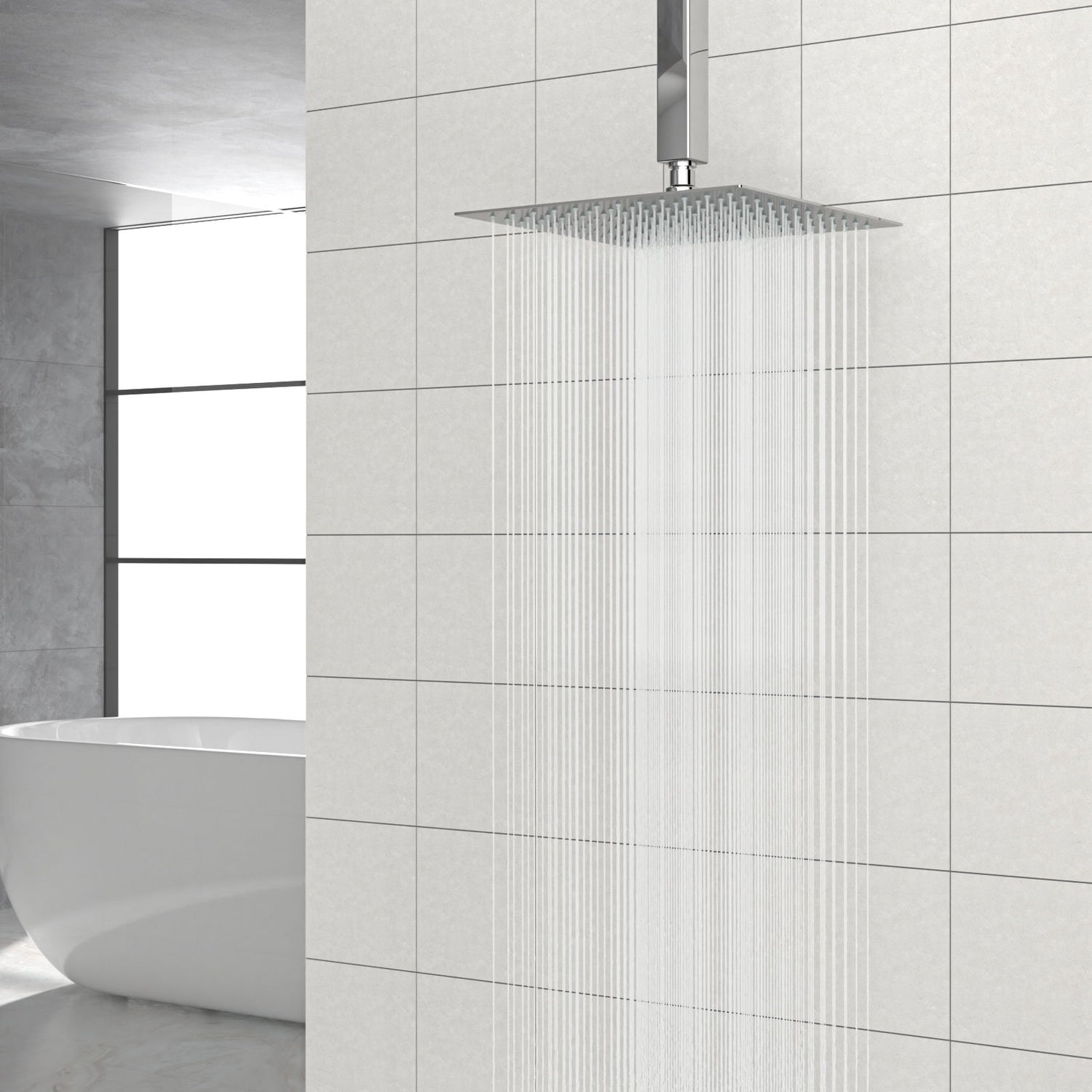 Modern 10&quot; Square Rainfall Shower Head &amp; Stainless Steel Wall Or Ceiling Mount Luxury Spa Shower Panel