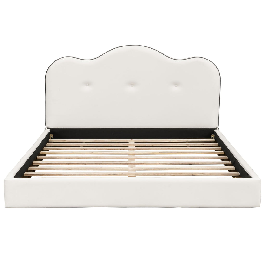 Upholstered Platform Bed With Sturdy Frame And Headboard