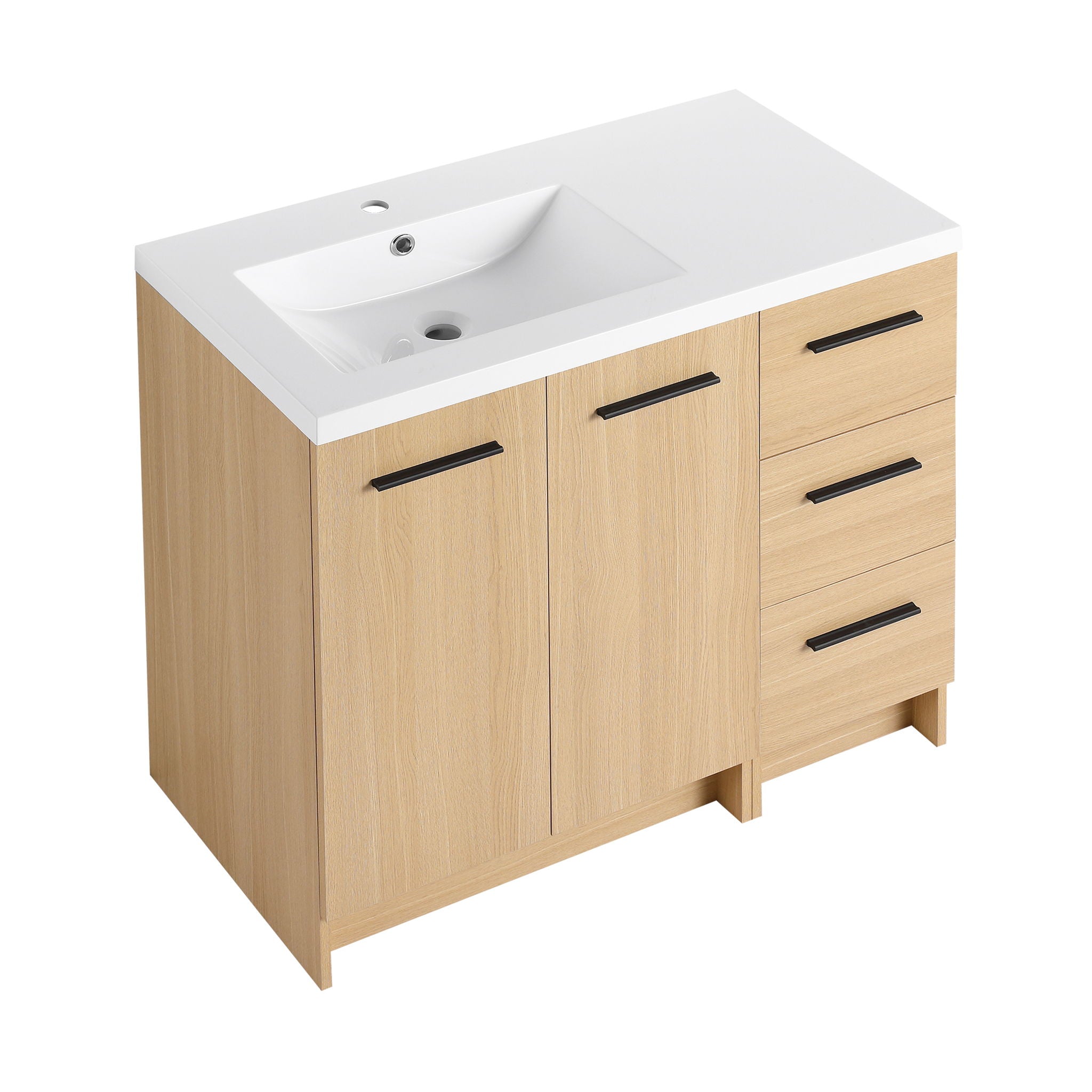 Wall Mounted Floating Bathroom Vanity With Sink, Door &amp; Drawers Modular Cabinet