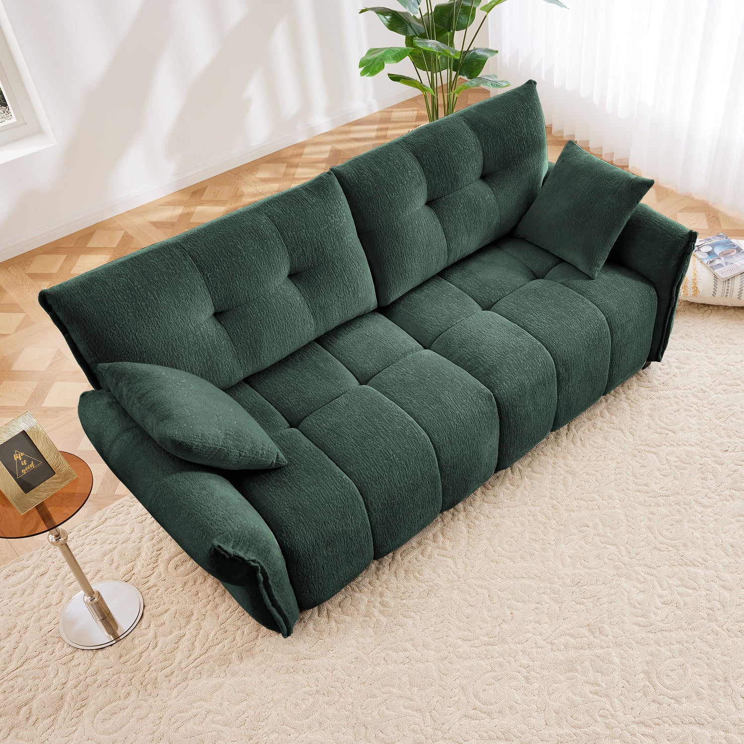 Modern Sofa &amp; Pillows, Textured Cover, High Rebound Cushions