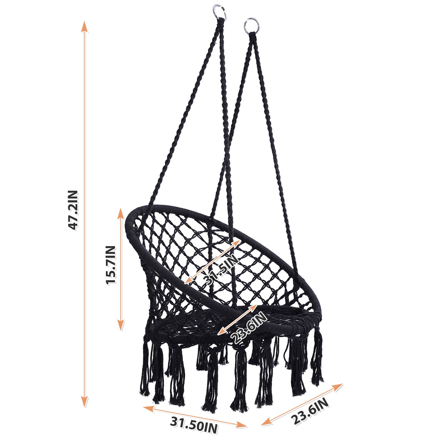 Macrame Hanging Hammock Chair, Cotton Rope Swing For Indoor And Outdoor Use