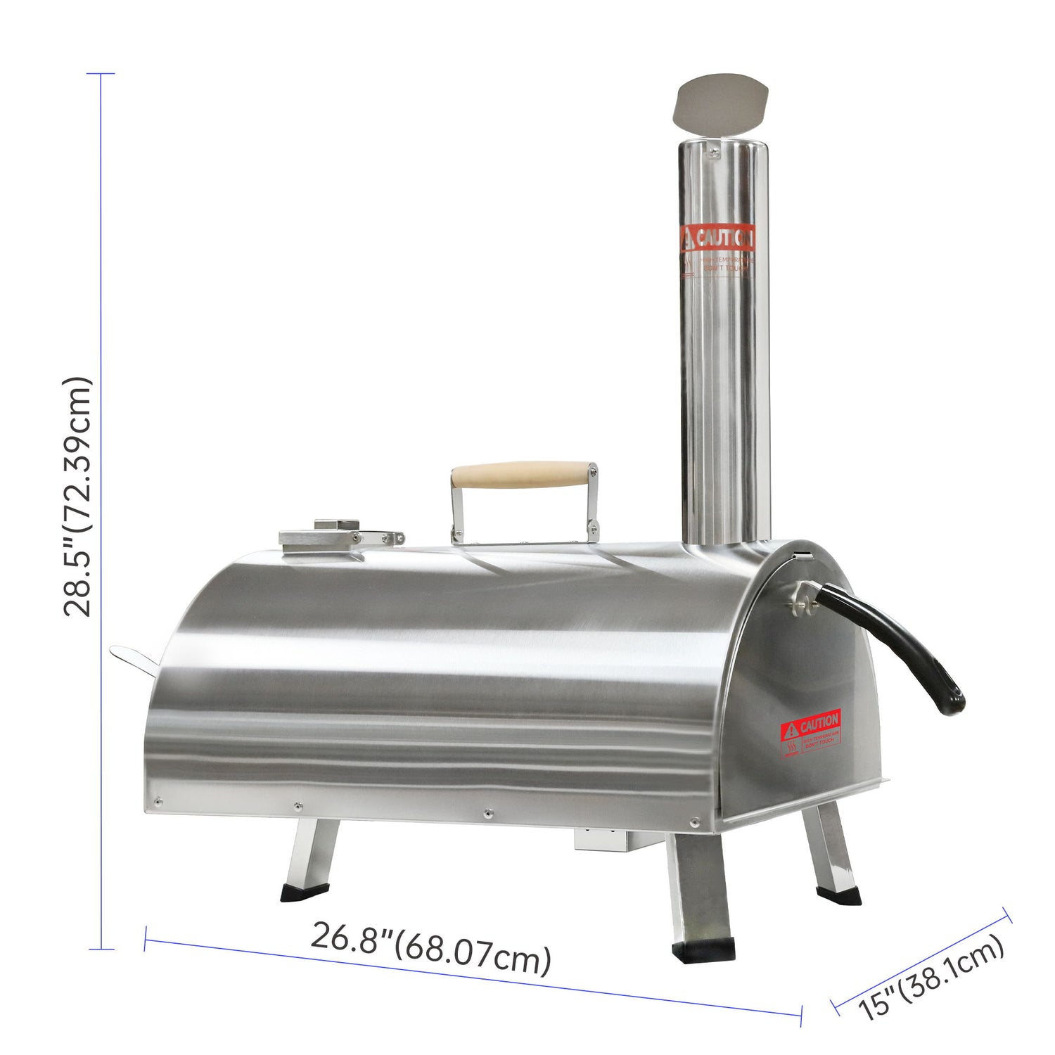 Silver Pizza Oven Outdoor 12&quot; Semi-Automatic Rotatable Pizza Ovens Portable Stainless Steel Wood Fired Pizza Oven Pizza Maker With Built-In Thermometer Pizza Cutter Carry Bag - Silver