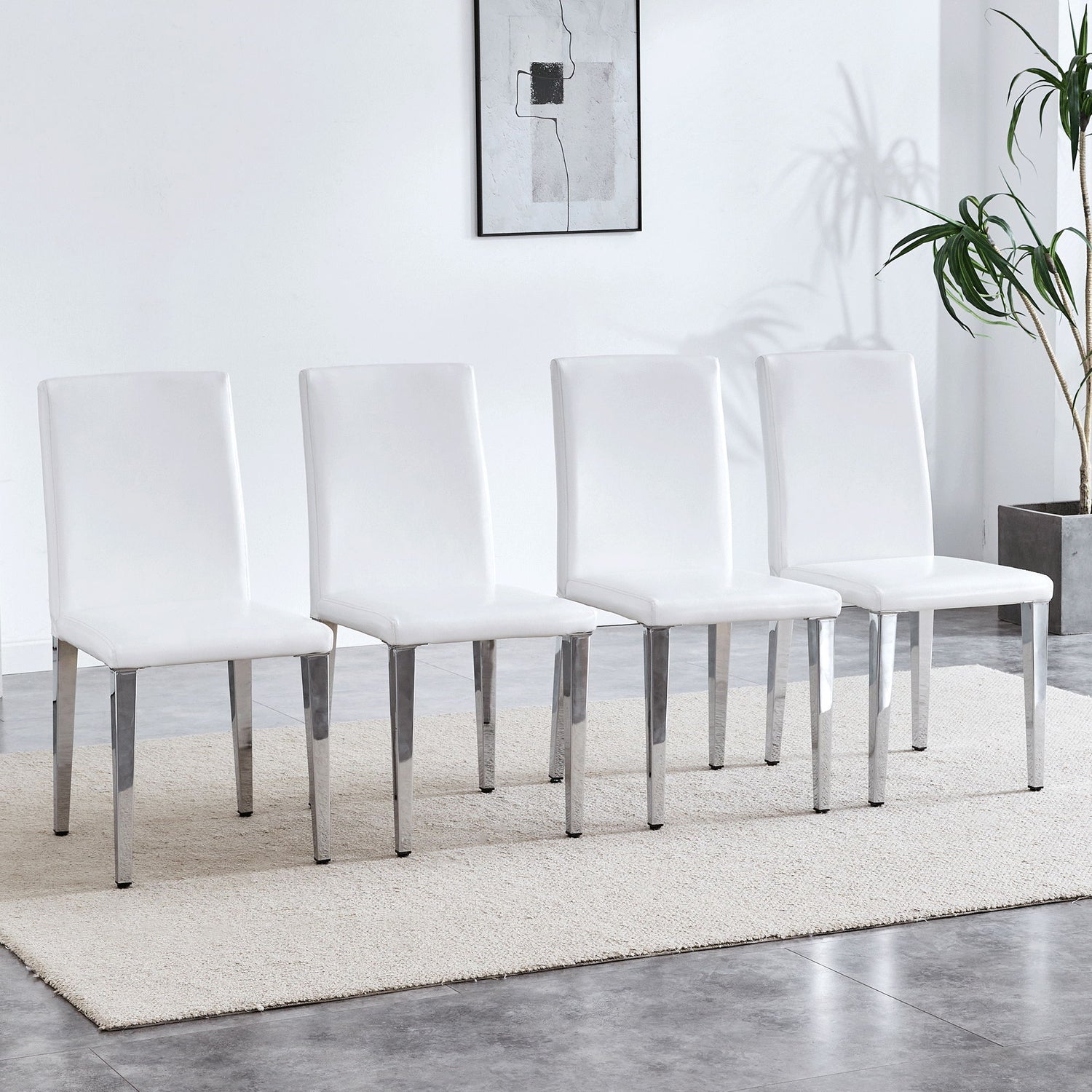 Elegant Upholstered Chairs &amp; Metal Legs