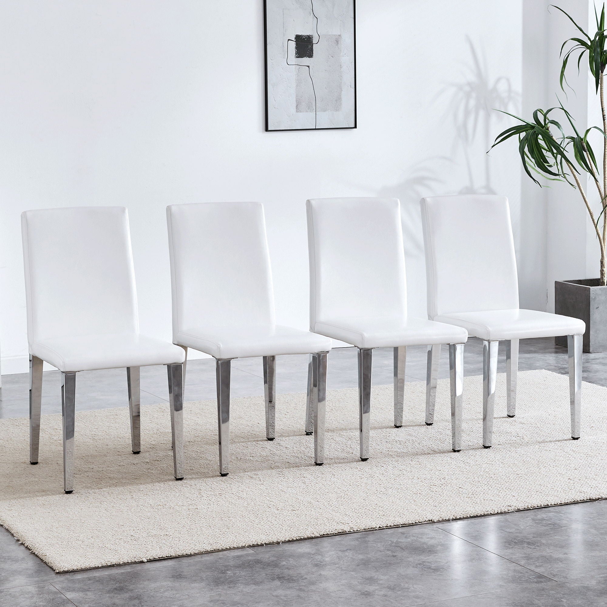 Elegant Upholstered Chairs &amp; Metal Legs