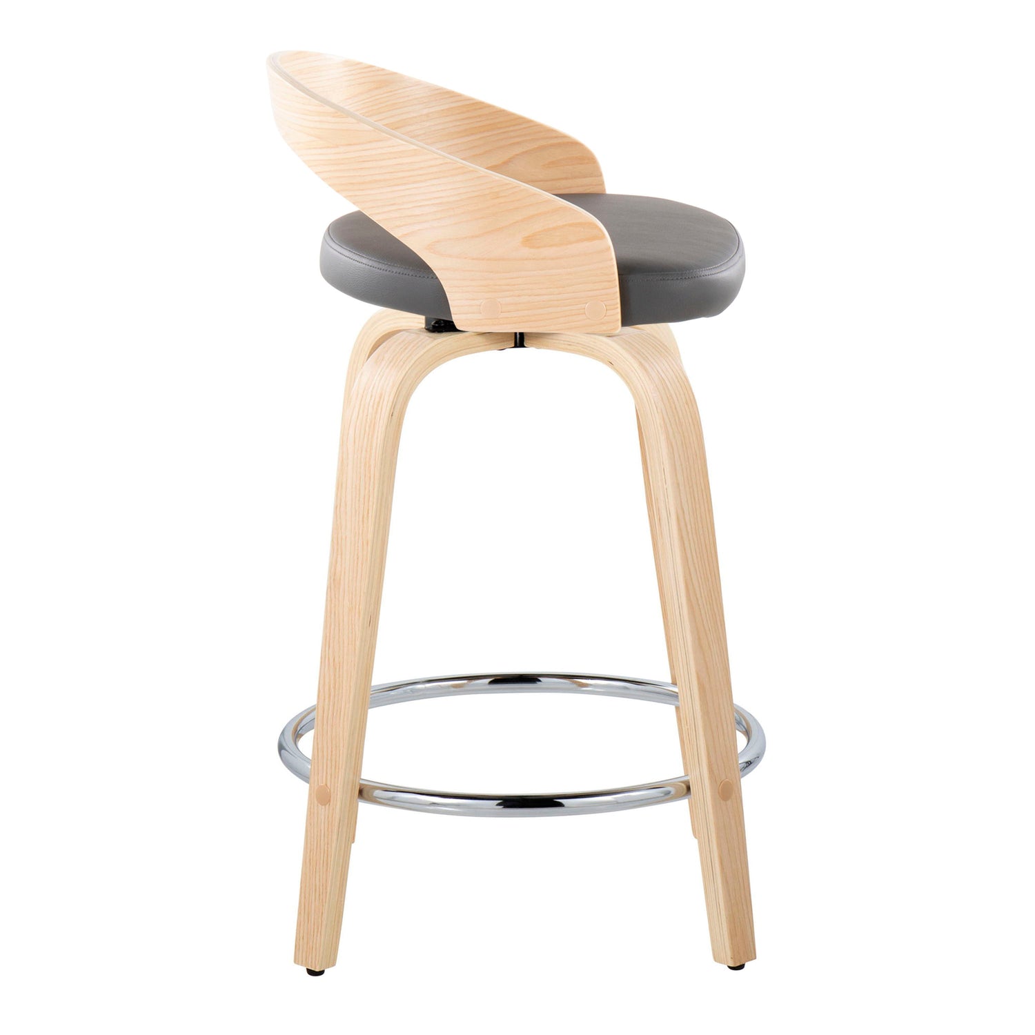 Grotto - Contemporary Fixed Height Counter Stool &amp; Swivel, Round Footrest (Set of 2)