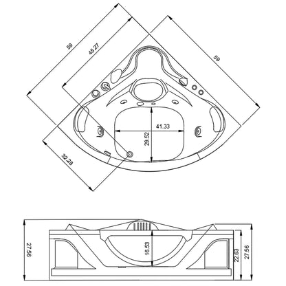 Xavier - Double Corner Massage Bathtub - Milk White