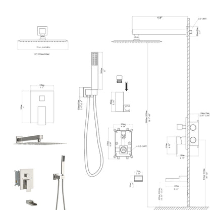 10&quot; Wall Mounted Square Shower System With Rough In Valve
