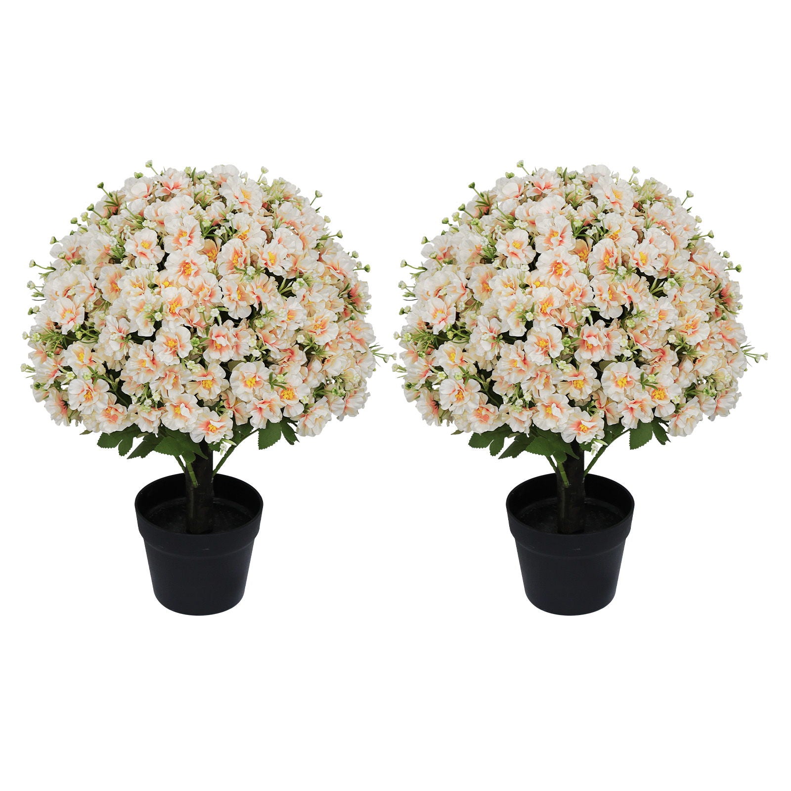 Artificial Snow Lotus Potted Plant, Artificial Floral Decor For Indoor &amp; Outdoor Spaces - White / Pink