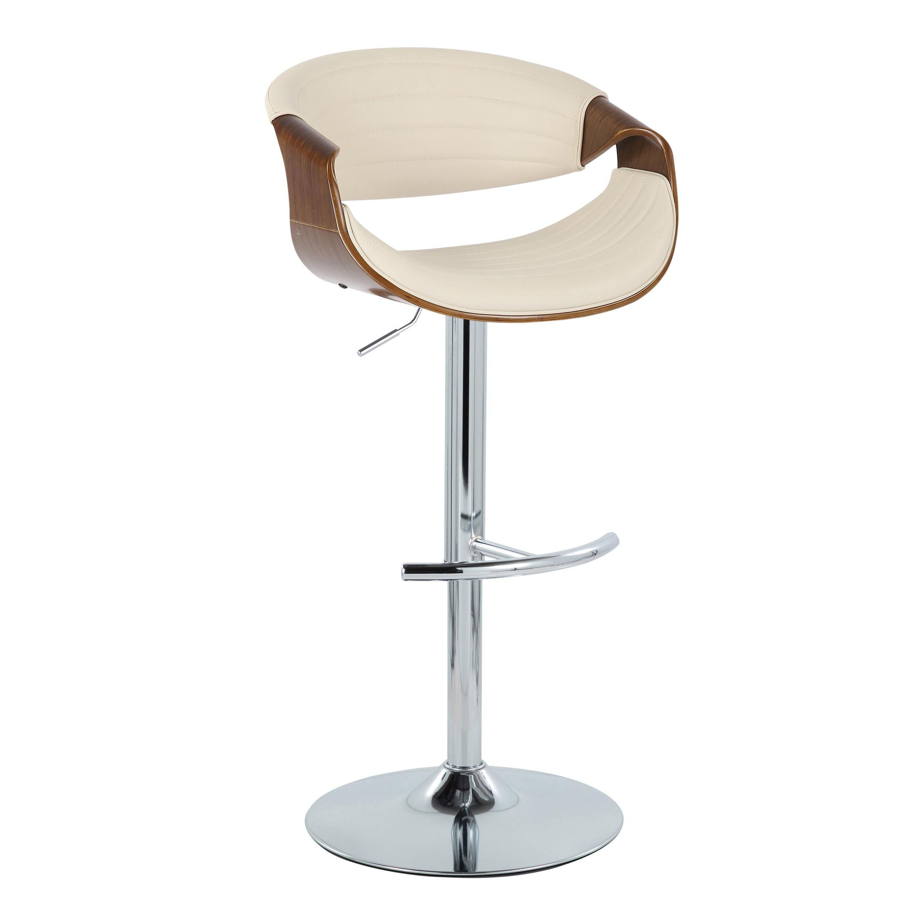 Symphony - Mid Century Modern Adjustable Barstool &amp; Swivel With Rounded T Footrest (Set of 2)