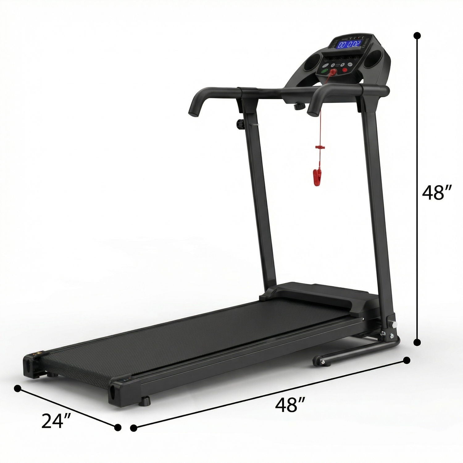 2.5Hp Portable Treadmill With Handles, App Control &amp; LED Display - Black