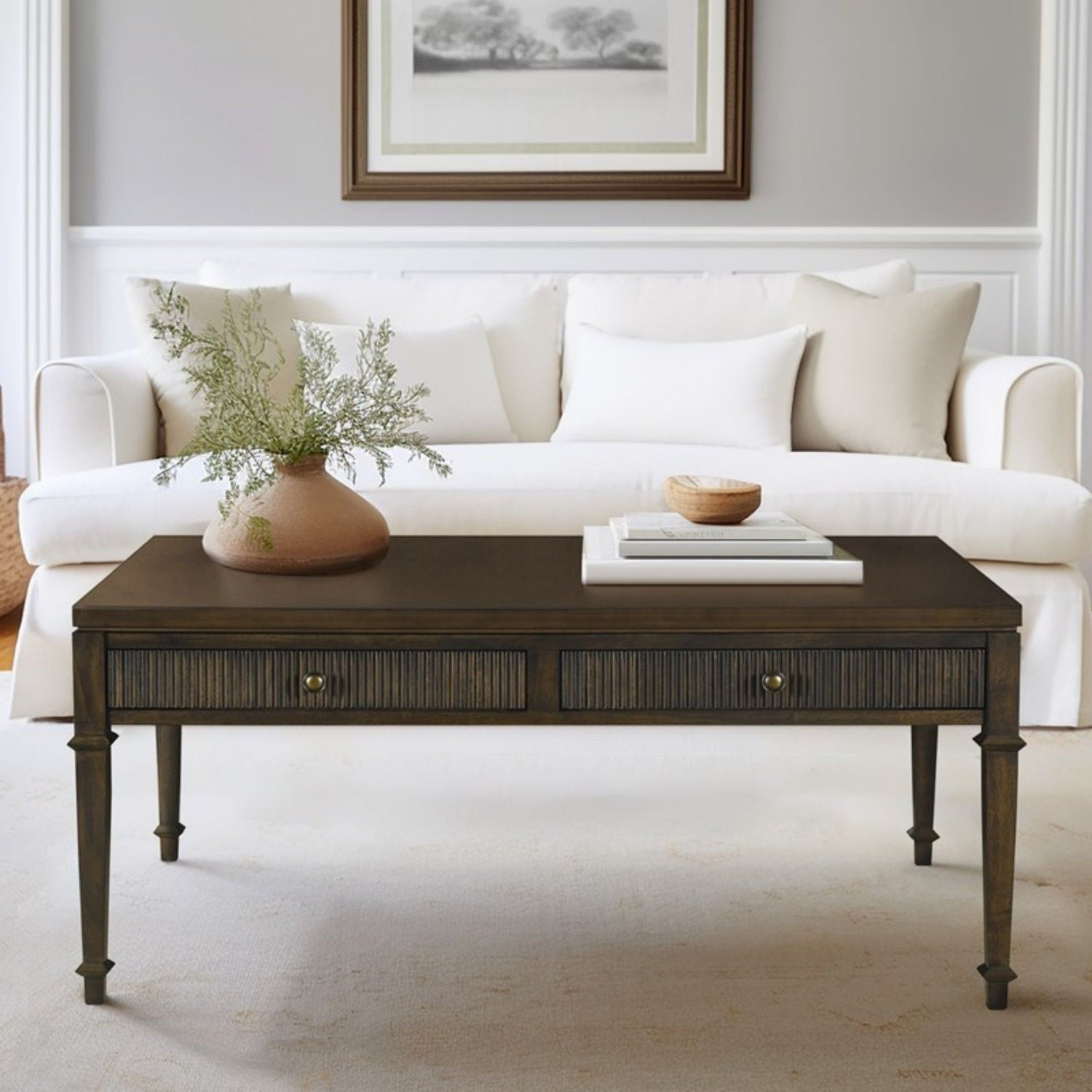 Fluted - 2 Drawer Coffee Table - Brown