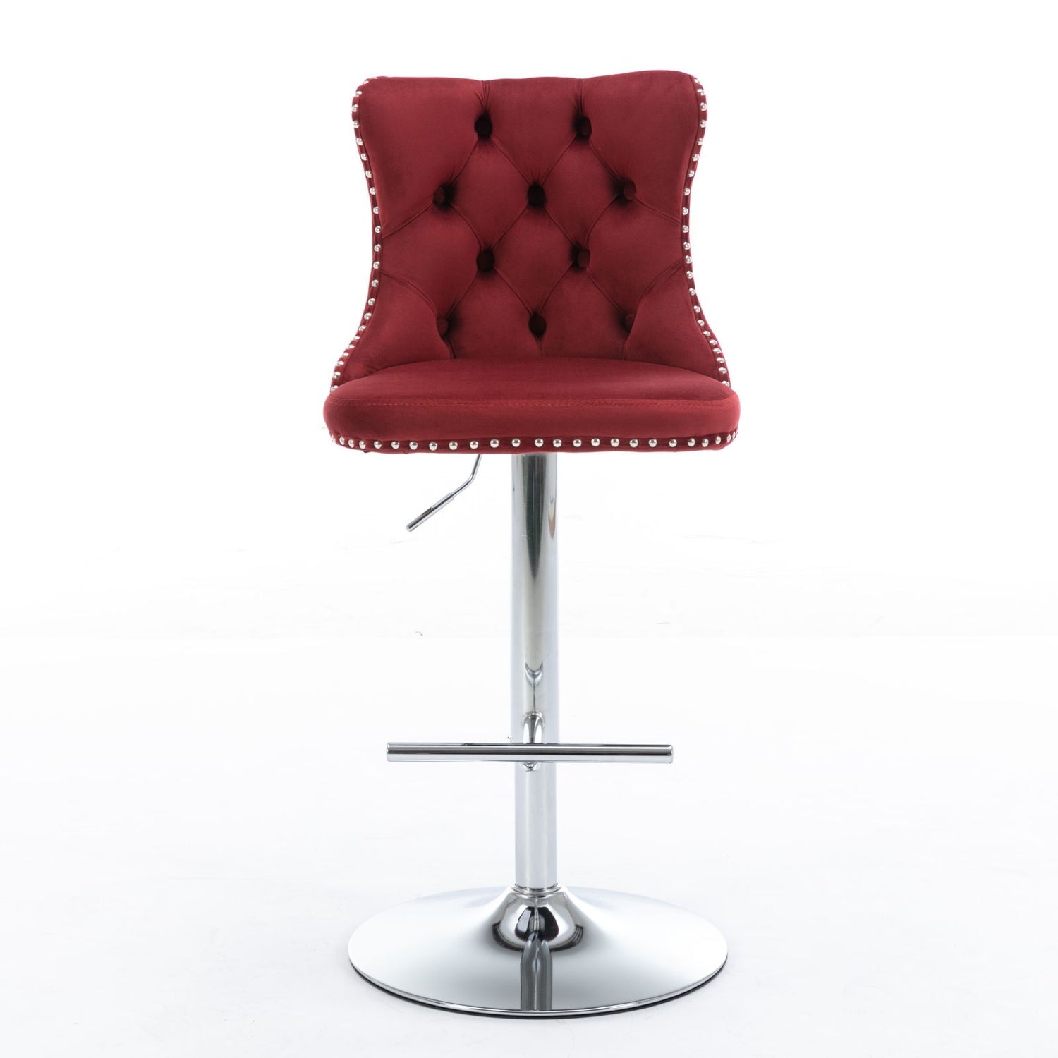 Swivel Velvet Barstools Adjusatble Seat Height From 25-33&quot;, Modern Upholstered Chrome Base Bar Stools With Backs Comfortable Tufted For Home Pub And Kitchen Island (Set of 2)