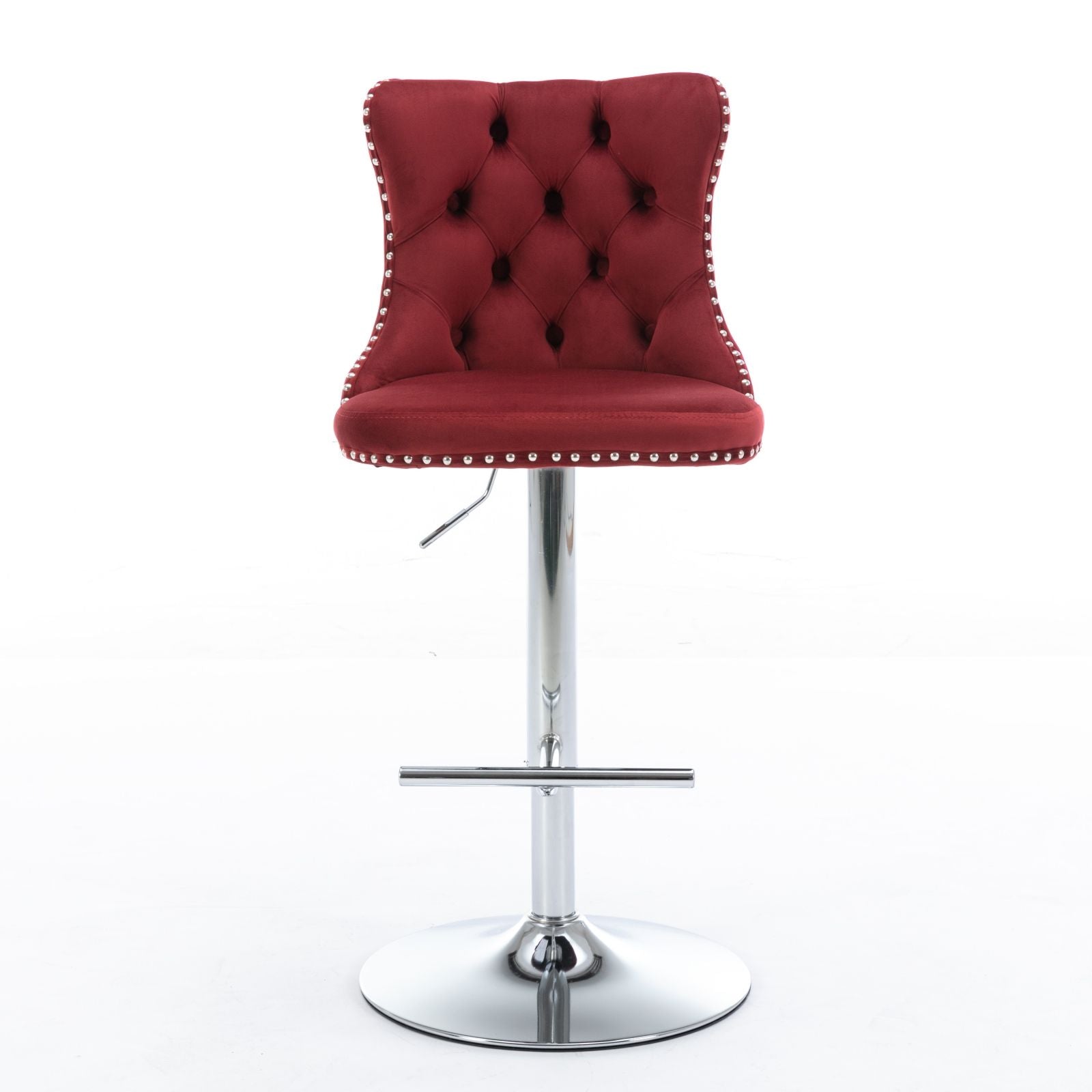 Swivel Velvet Barstools Adjusatble Seat Height From 25-33&quot;, Modern Upholstered Chrome Base Bar Stools With Backs Comfortable Tufted For Home Pub And Kitchen Island (Set of 2)