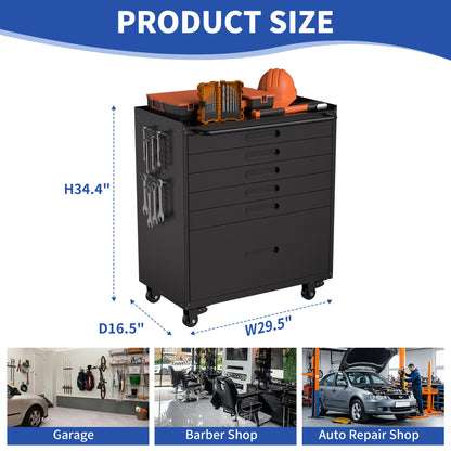 Rolling Tool Cabinet Heavy Duty Garage Storage With Lockable Doors &amp; Drawers