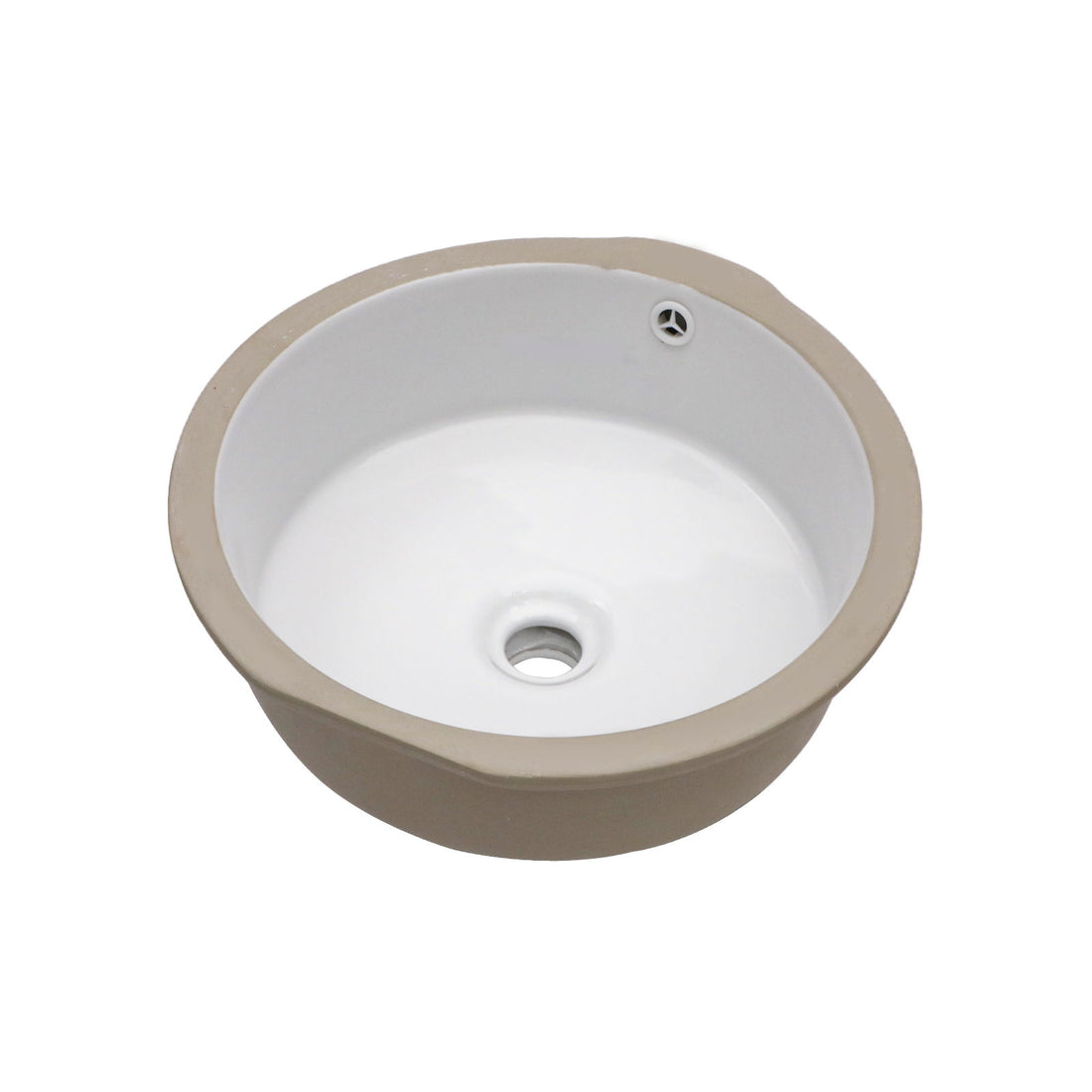 Ceramic Round Undermount Bathroom Sink With Overflow, European Style - White