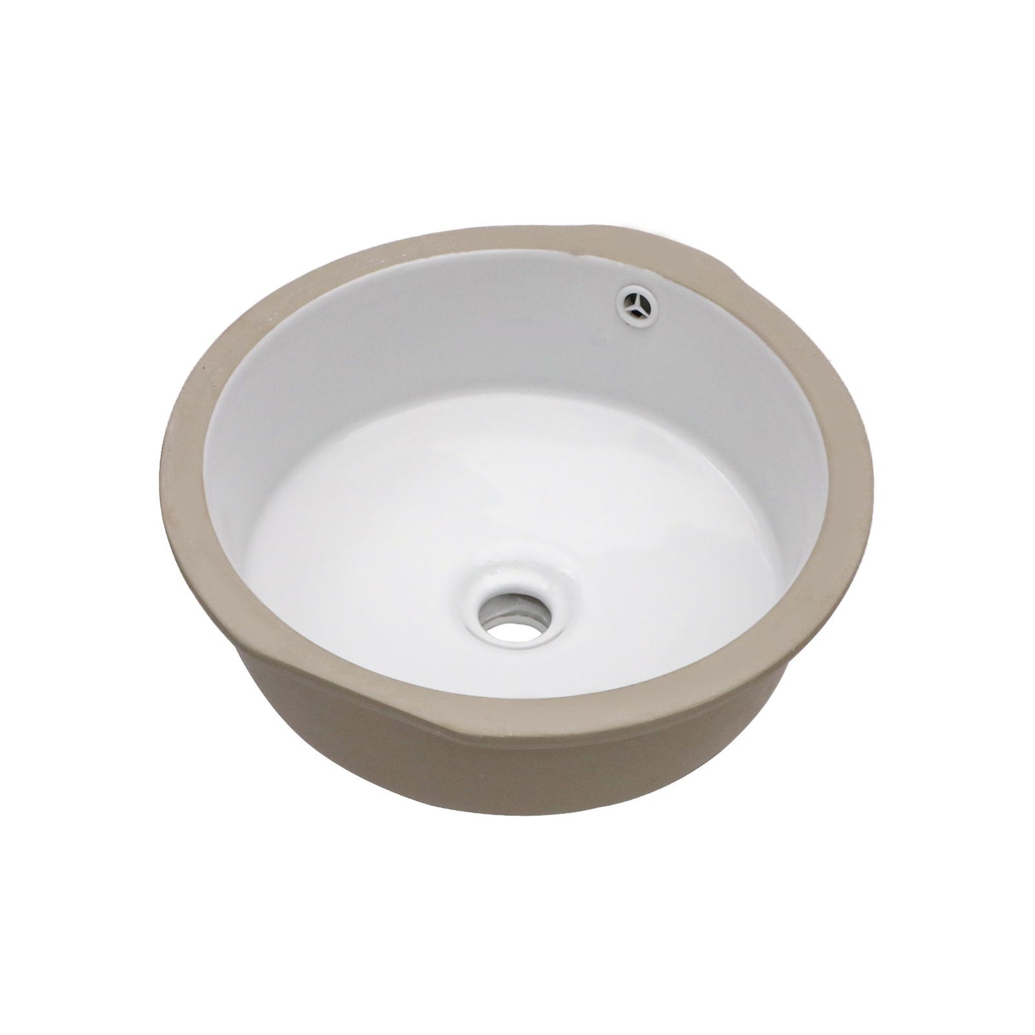 Ceramic Round Undermount Bathroom Sink With Overflow, European Style - White