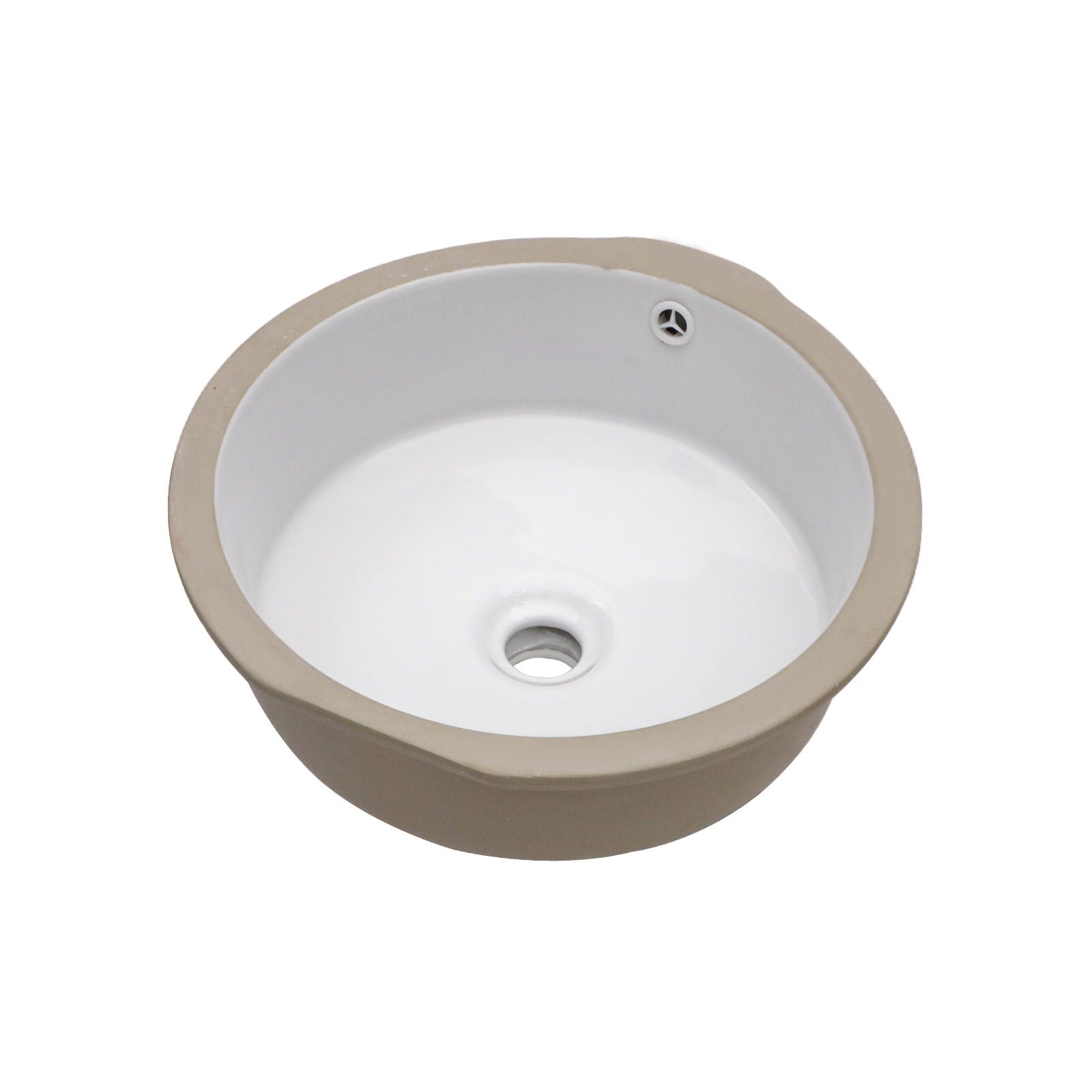 Ceramic Round Undermount Bathroom Sink With Overflow, European Style - White