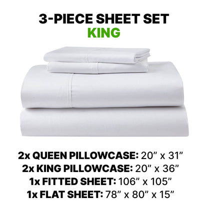 Sheet Set Luxurious Supima Cotton, Wrinkle Resistant, Breathable, With 2 Ghostgrip Band