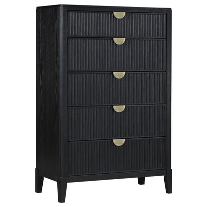 Mason - 5 Drawer Chest With Fluted Design - Black