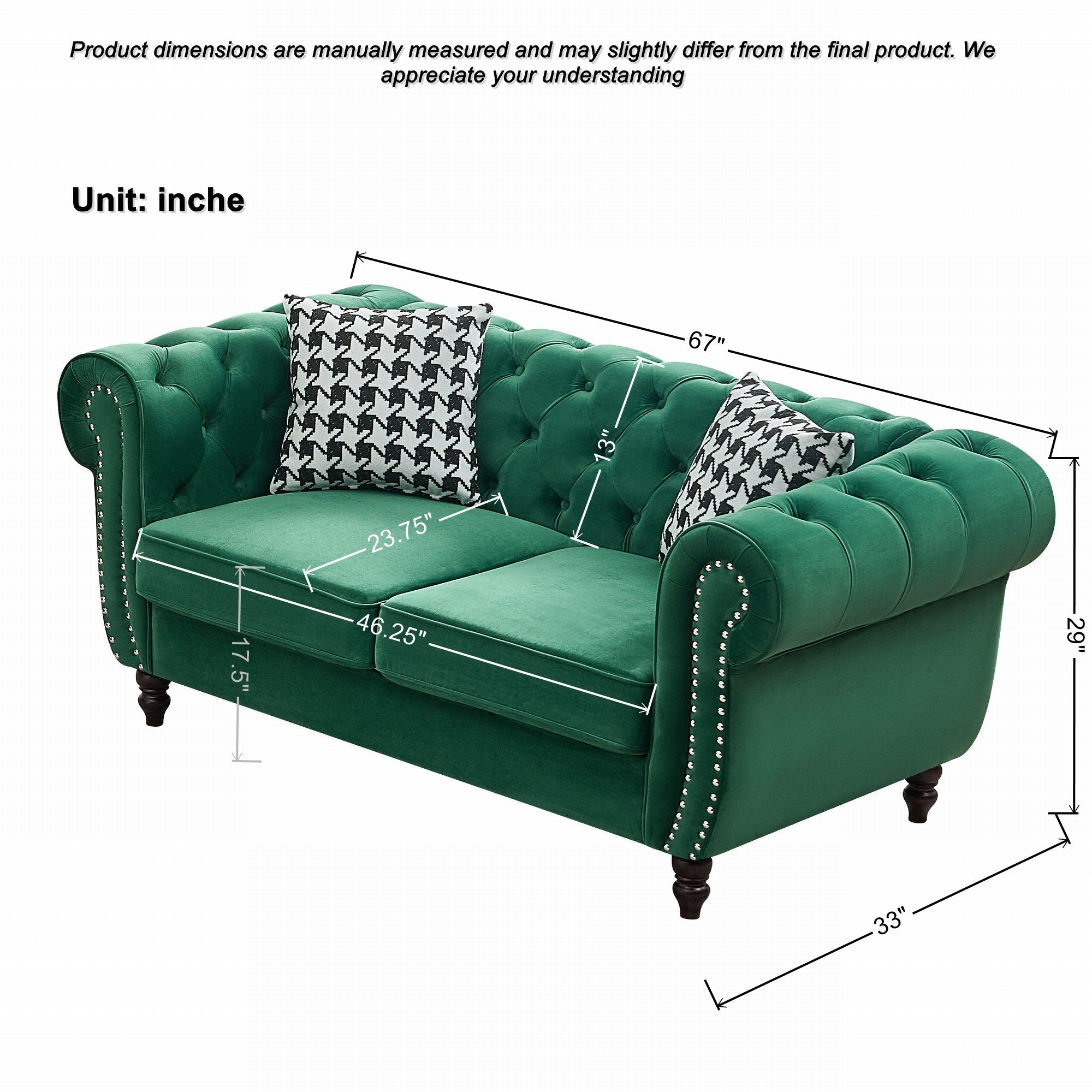Chesterfield Set With Roll Armrest &amp; Nailhead