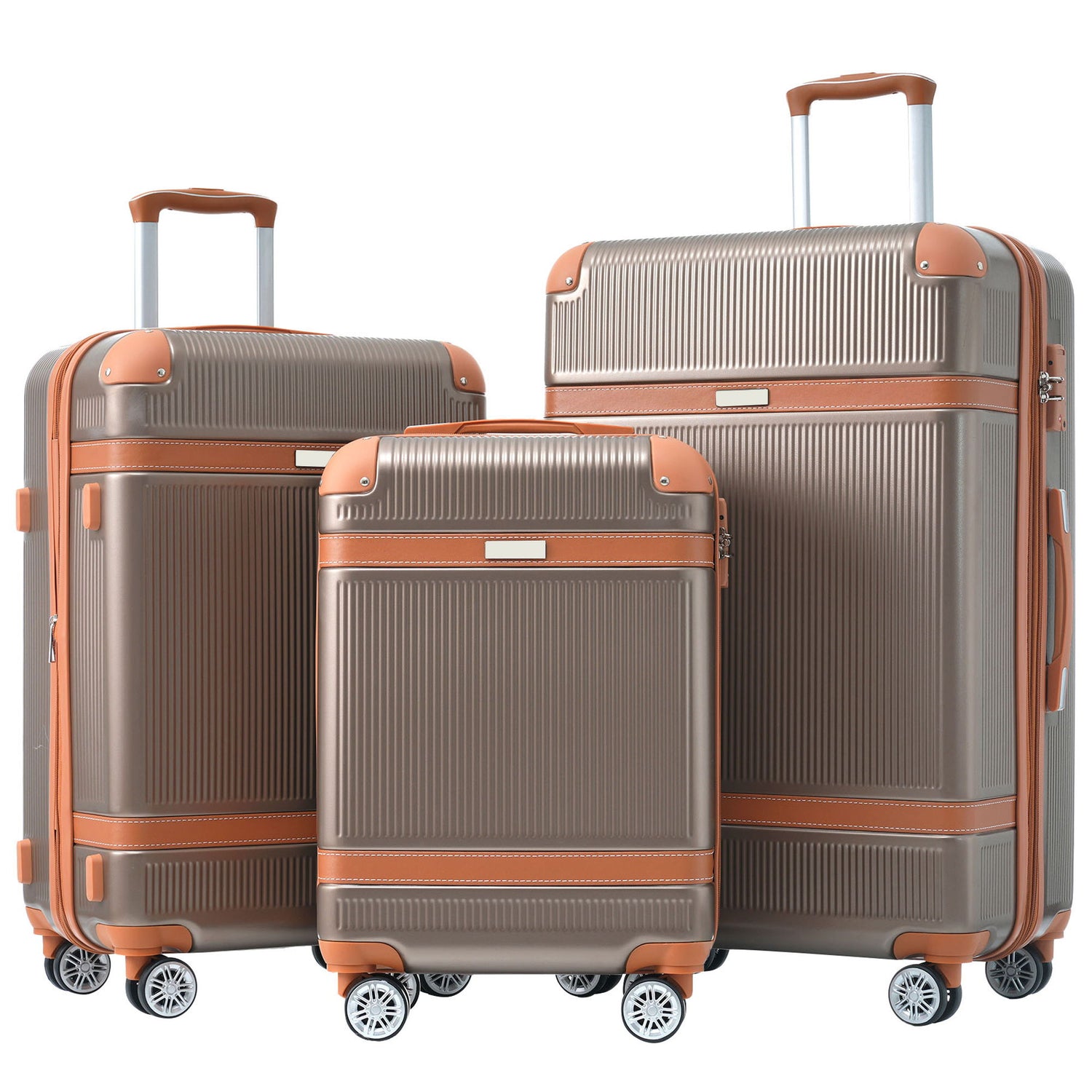 Hardshell Luggage Sets 3 Piece Double Spinner 8 Wheels Suitcase With Tsa Lock Lightweight 20&