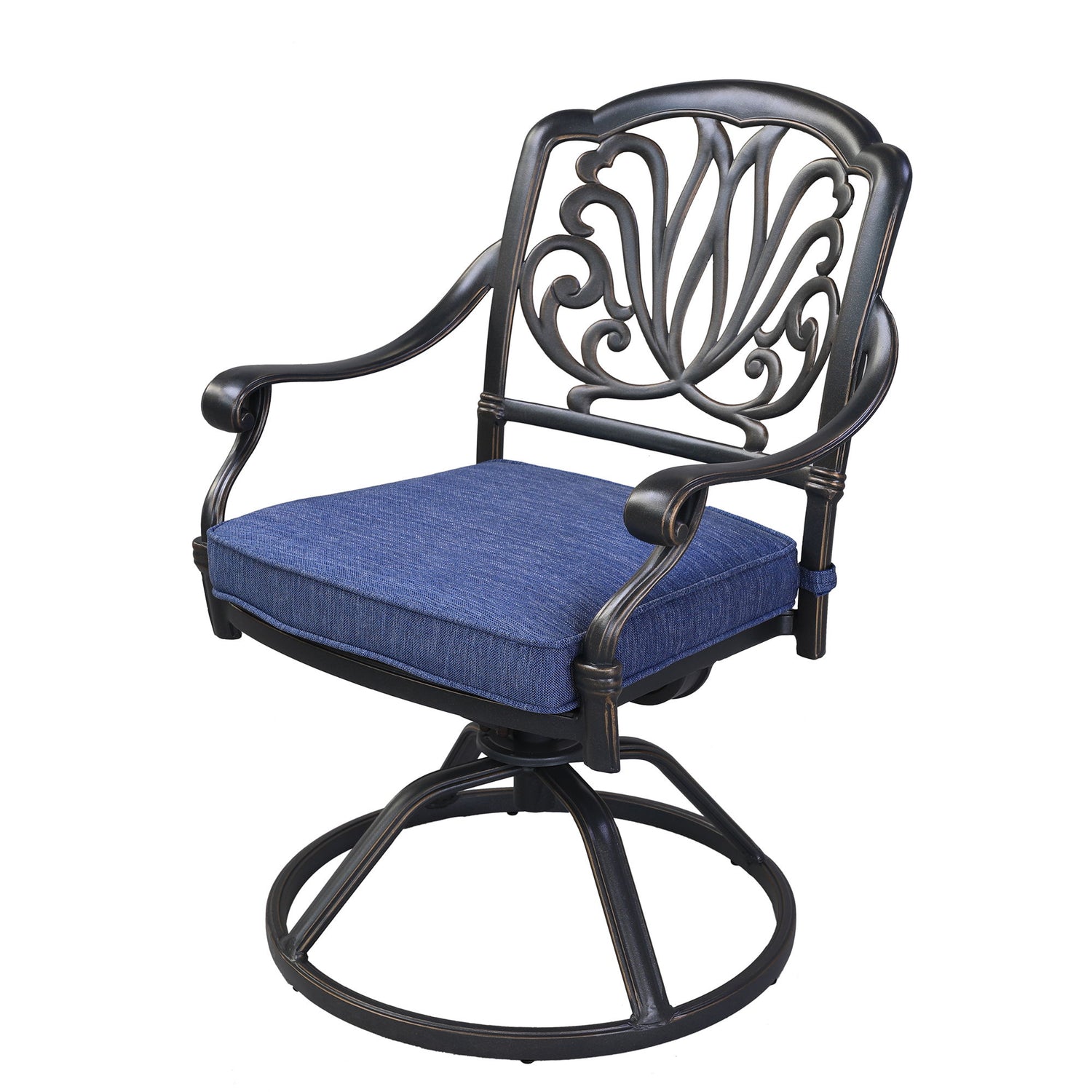 Round 48.03&quot; Long Aluminum Dining Set With Cushions