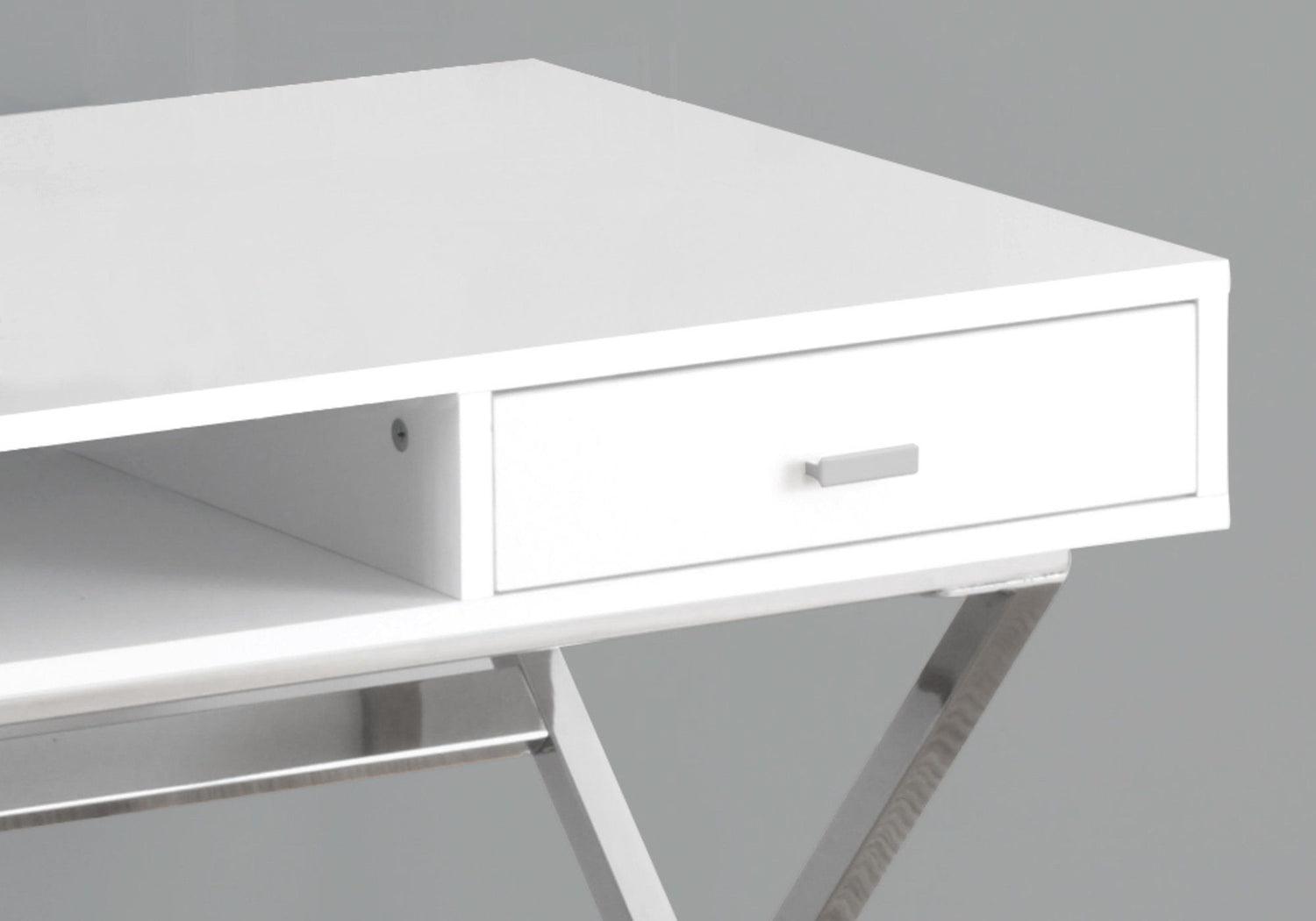 Computer Desk For Home Office, Laptop, Storage Drawers, Glossy Contemporary &amp; Modern