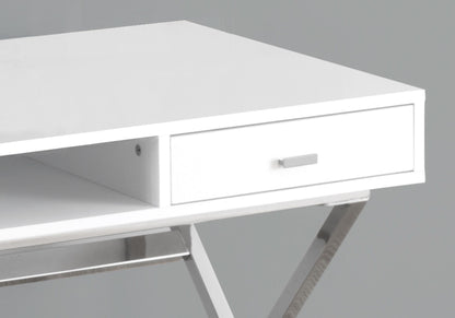 Computer Desk For Home Office, Laptop, Storage Drawers, Glossy Contemporary &amp; Modern