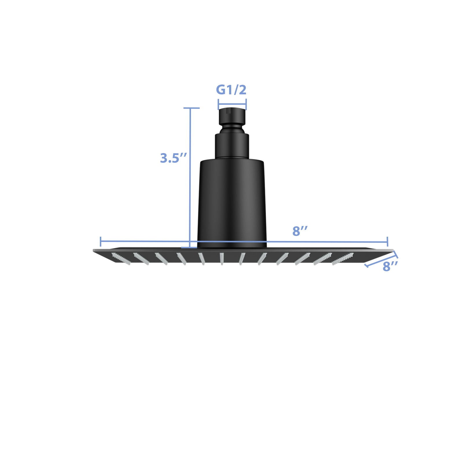 Ultra Thin 8&quot; Square Rain Shower Head 304 Stainless Steel, Wall / Ceiling Mounted
