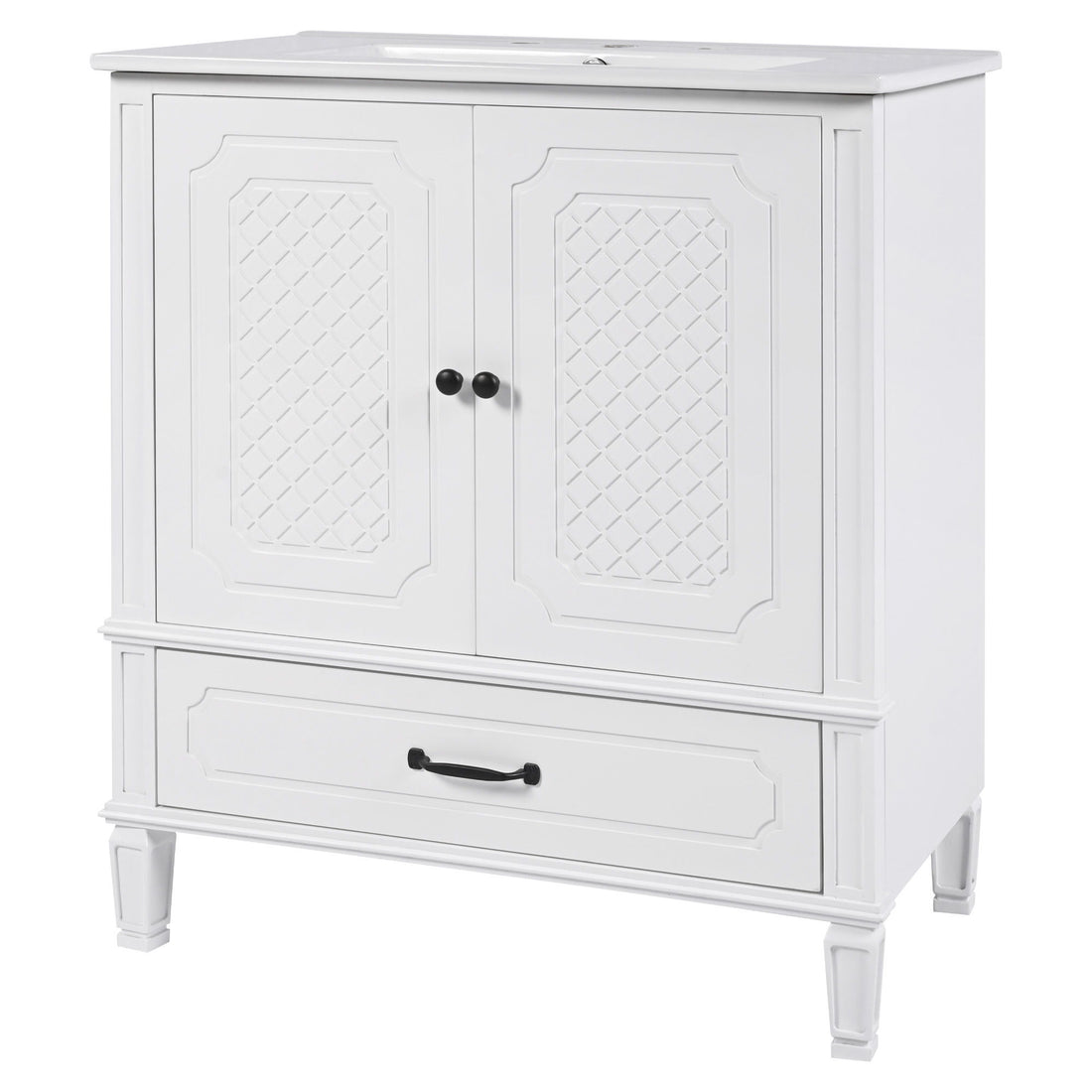 Vintage Style Bathroom Vanity With Sink, Multi Functional Storage, Soft-Closing Door