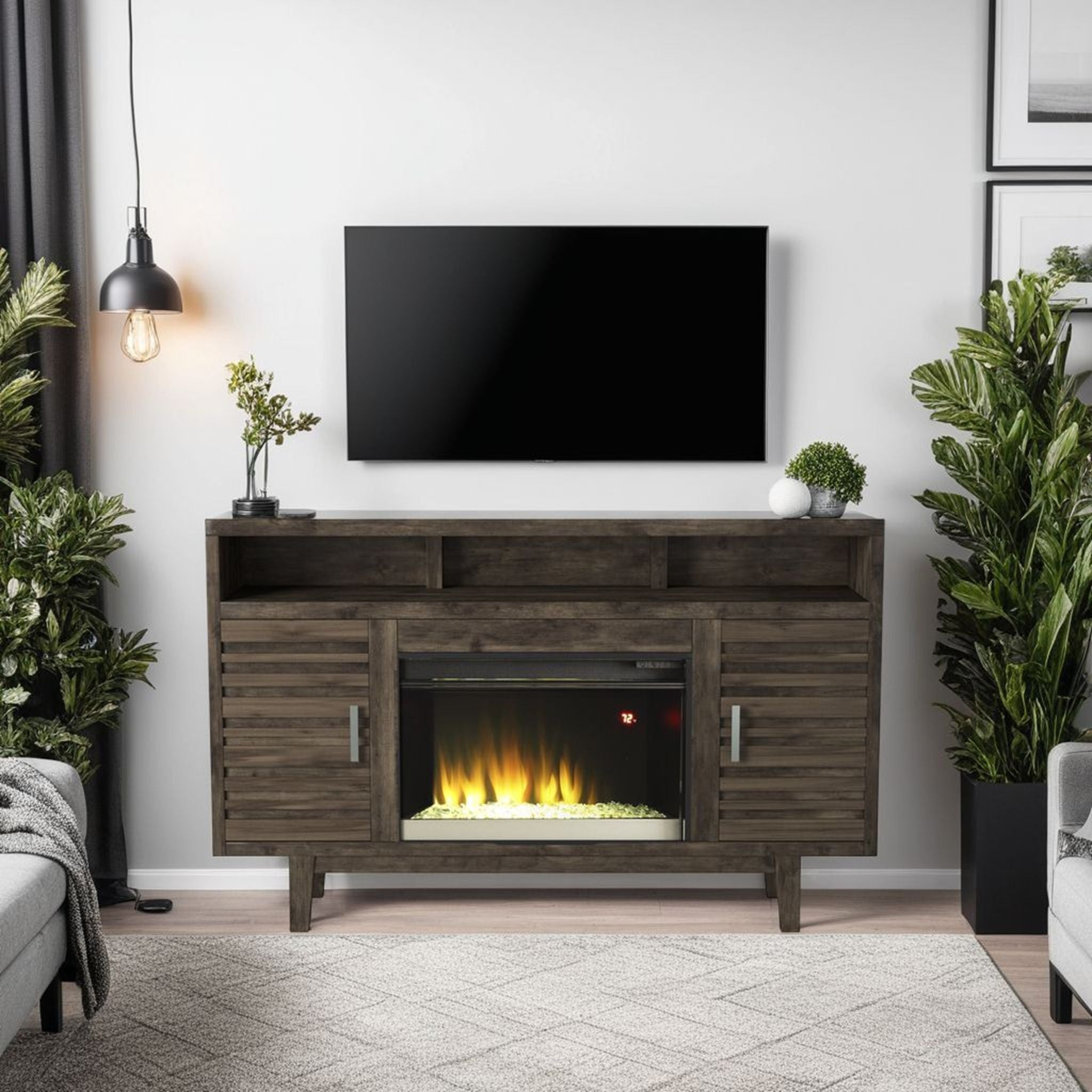 Avondale - Electric Fireplace TV Console For TVs Up To 70&quot; - Charcoal Brown