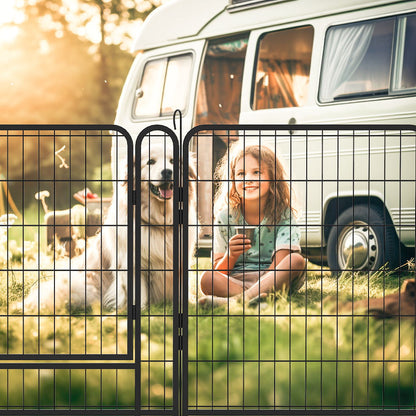 108.27&quot; 16 Panels Heavy Duty Metal Playpen With Door, Dog Fence Pet Exercise Pen For Outdoor - Black