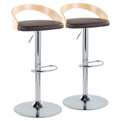 Grotto - Mid Century Modern Adjustable Height Barstool &amp; Swivel With Oval Footrest (Set of 2)