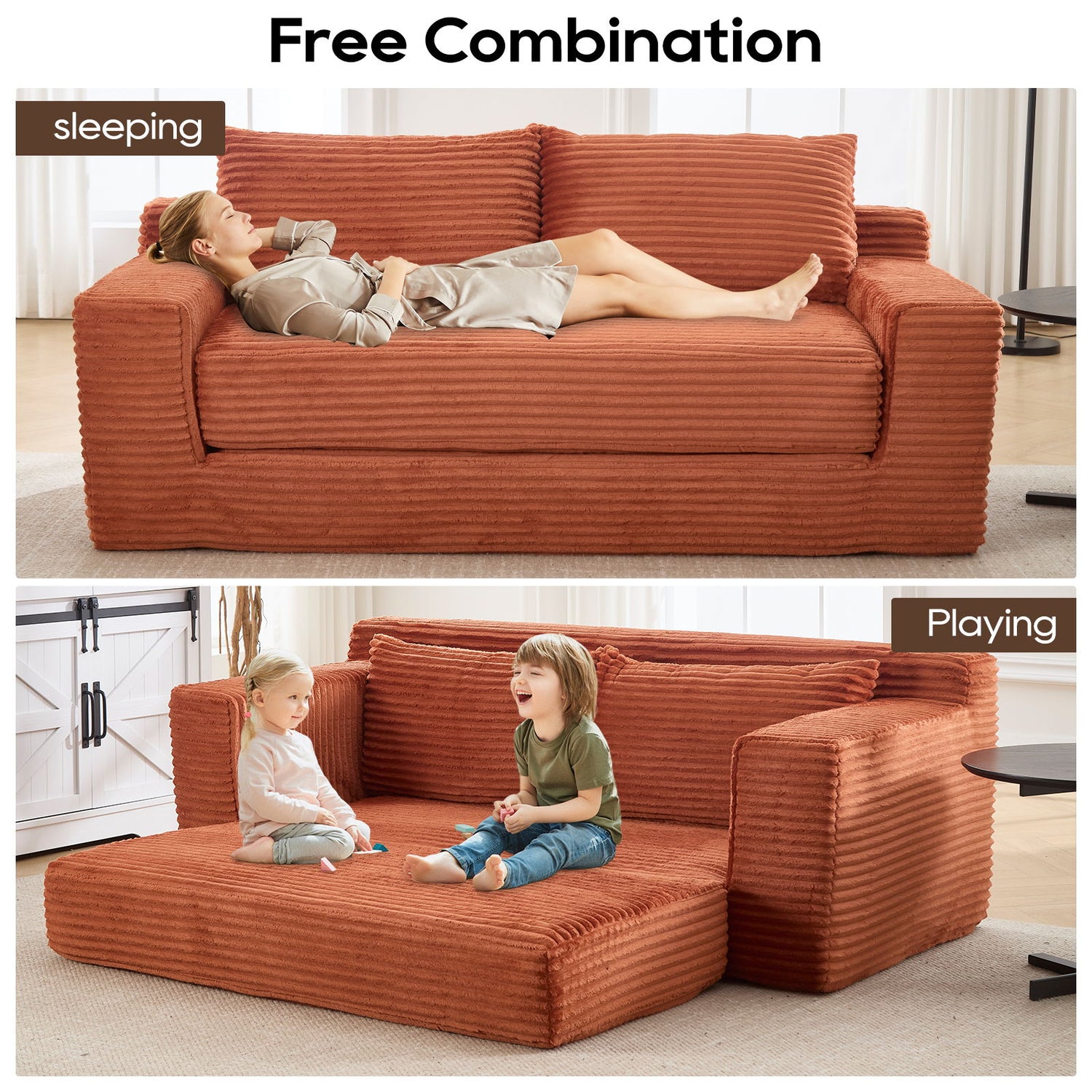 Convertible Loveseat Sofa Bed With Memory Foam &amp; Steel Frame